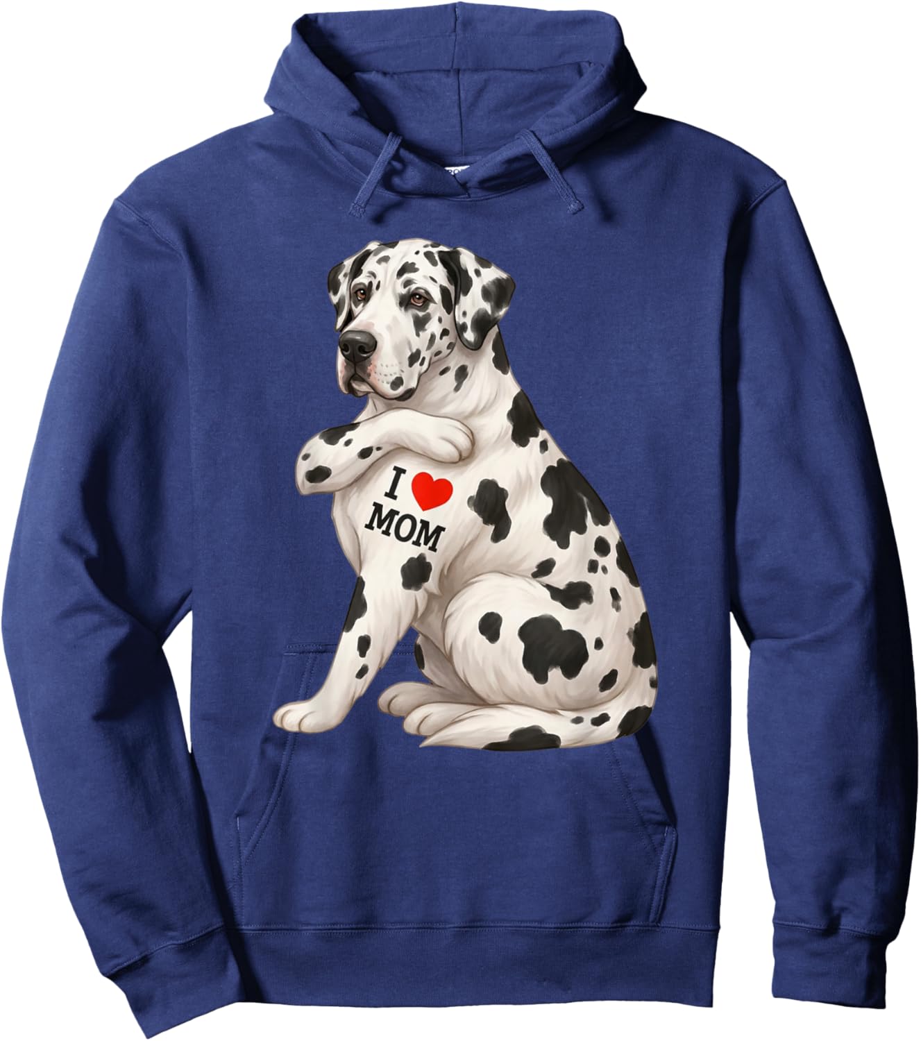 Funny Harlequin Great Dane Dog Mom Hoodie - Hoodie | Navy