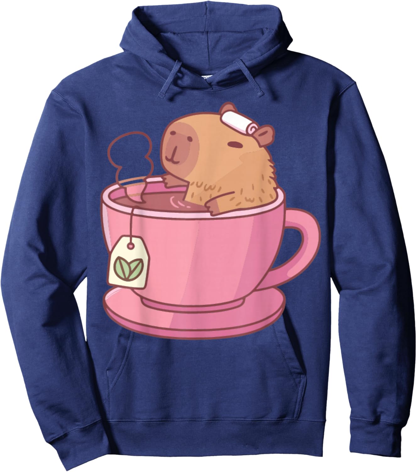 Cute Capybara Tea Aesthetic Women Girls Cozy Hoodie - Hoodie | Navy