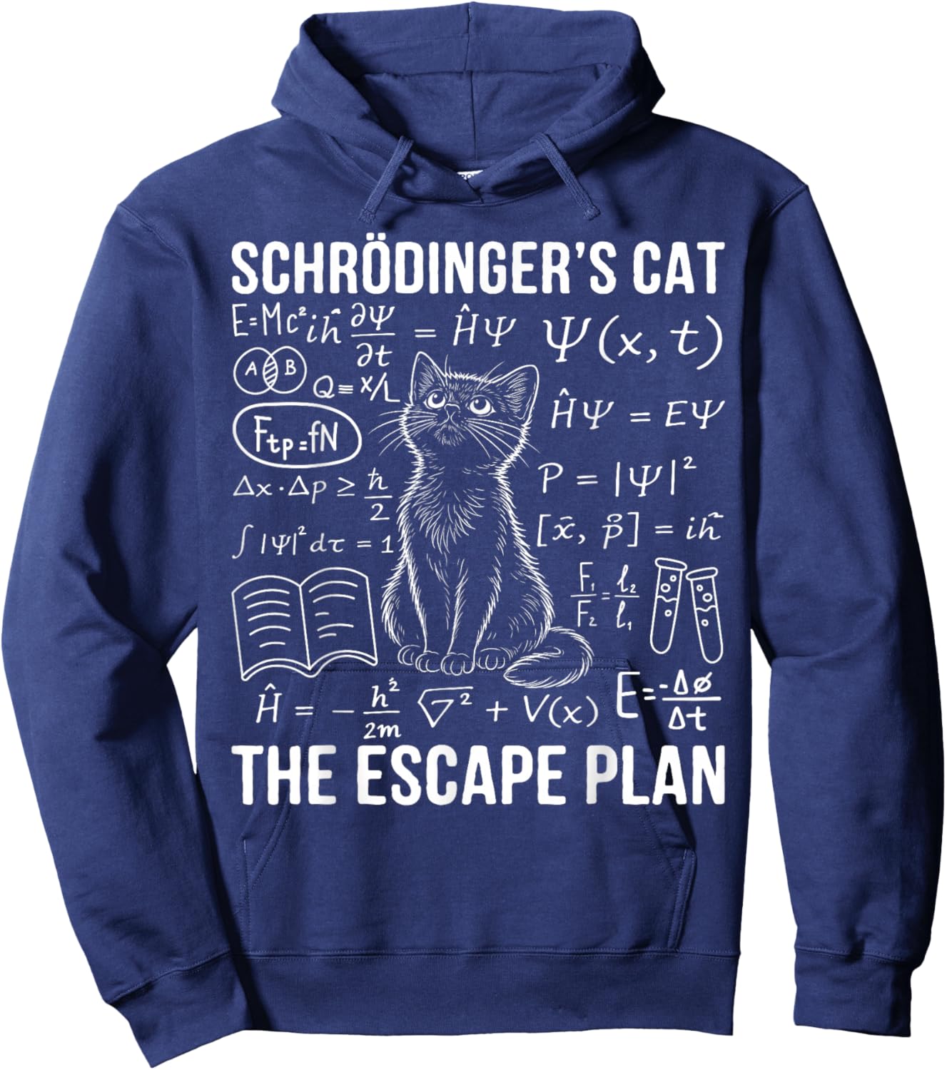 Schrodinger Cat Escape Plan Quantum Physics Cat Hoodie - Hoodie | Navy