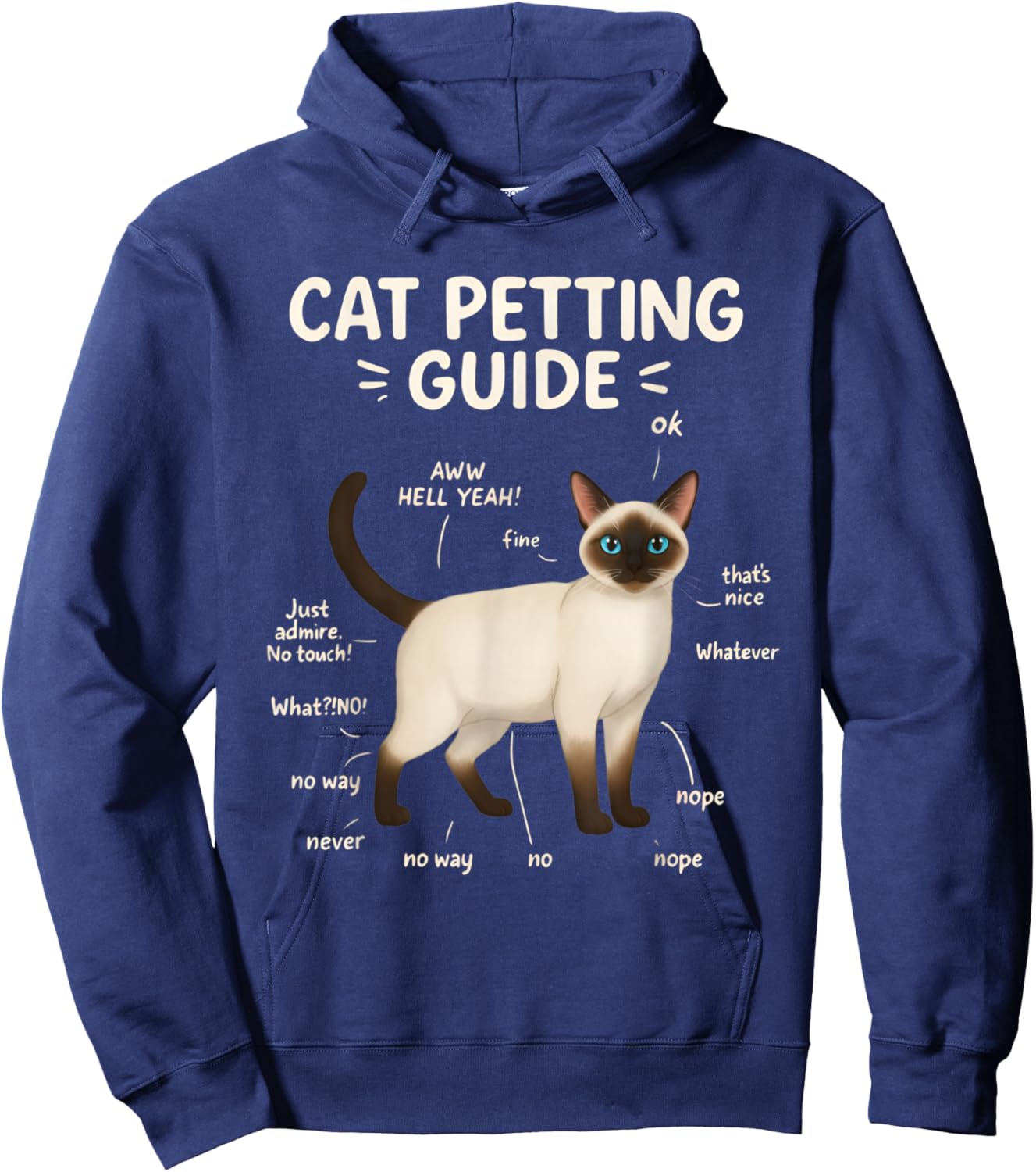 Siamese Cat Petting Guide Funny Cat Lover Hoodie - Hoodie | Navy