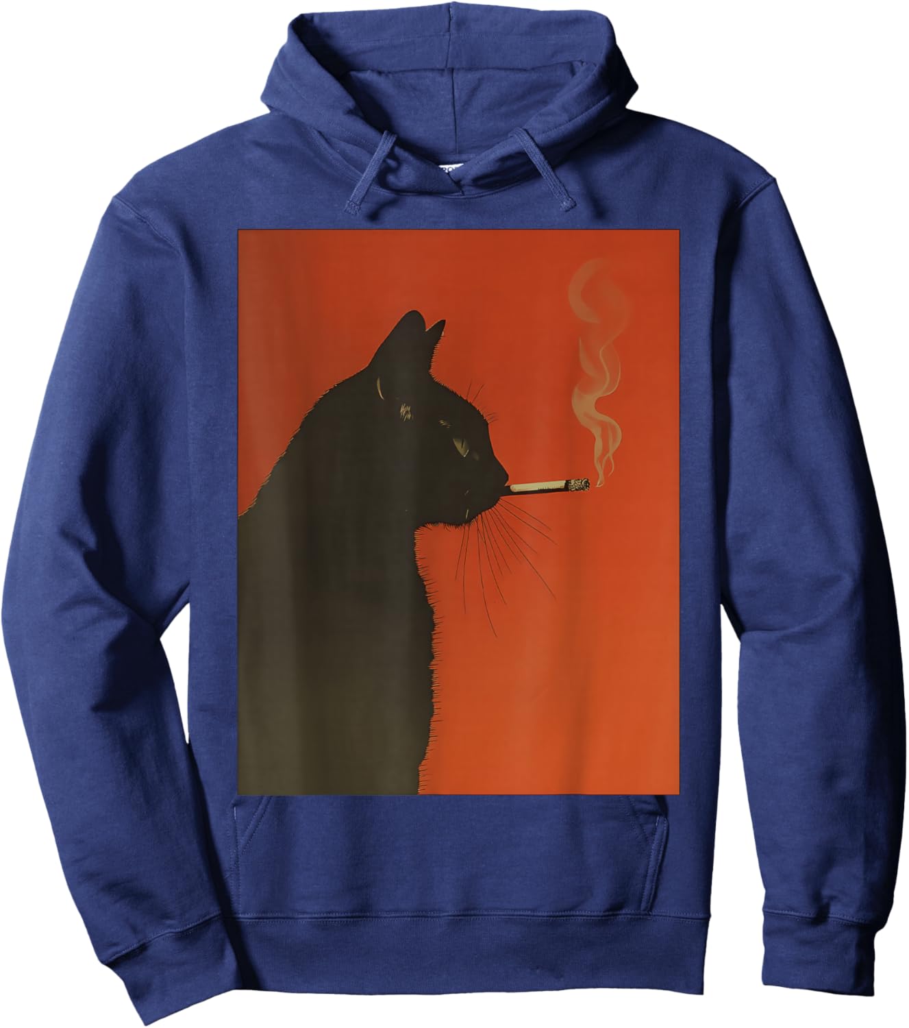 Smoking Black Cat – Moody Retro Noir Cat Hoodie - Hoodie | Navy
