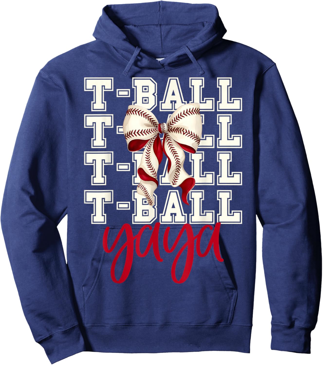 Tball Yaya Teeball T-Ball Coquette Baseball Bow Hoodie - Hoodie | Navy