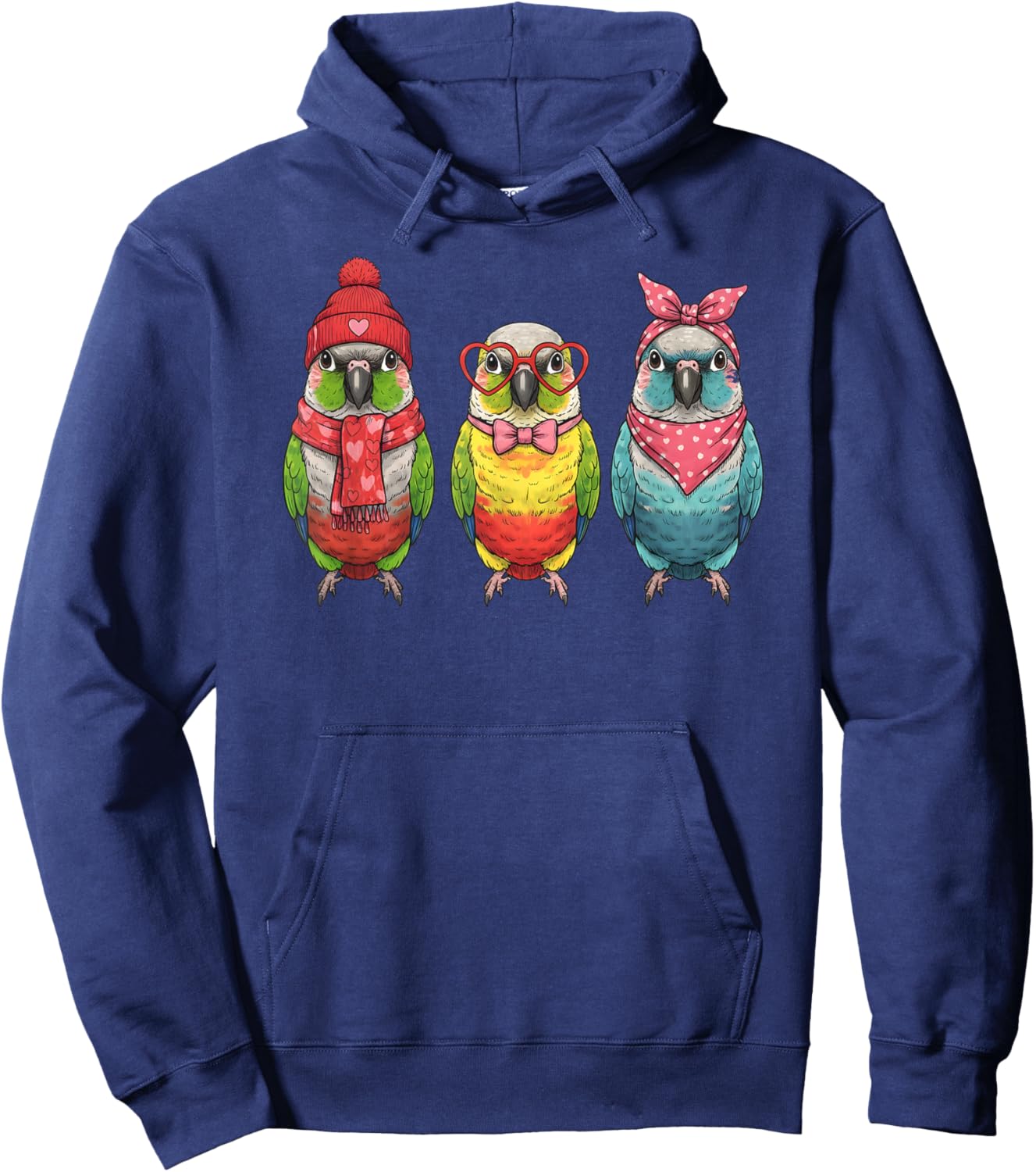 Retro Green Cheek Conure Cute Valentine Bird Hoodie - Hoodie | Navy