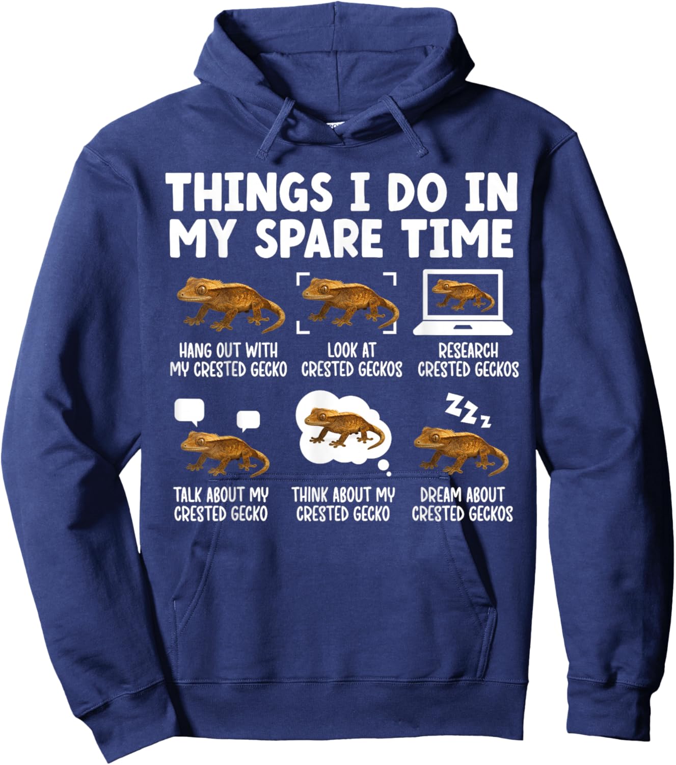 Things I Do Crested Gecko Owner Crestie Lover Hoodie - Hoodie | Navy