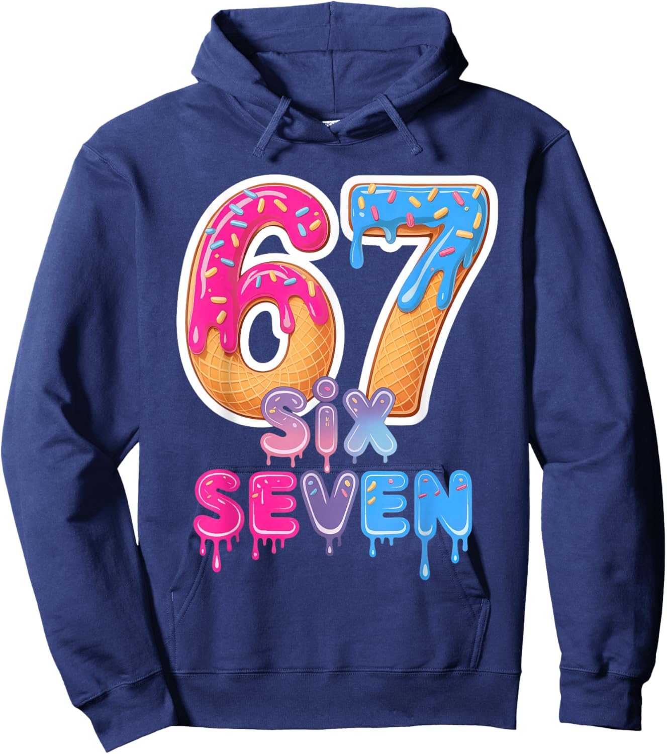 Six Seven Ice Cream Drip Trending Meme Hoodie - Hoodie | Navy
