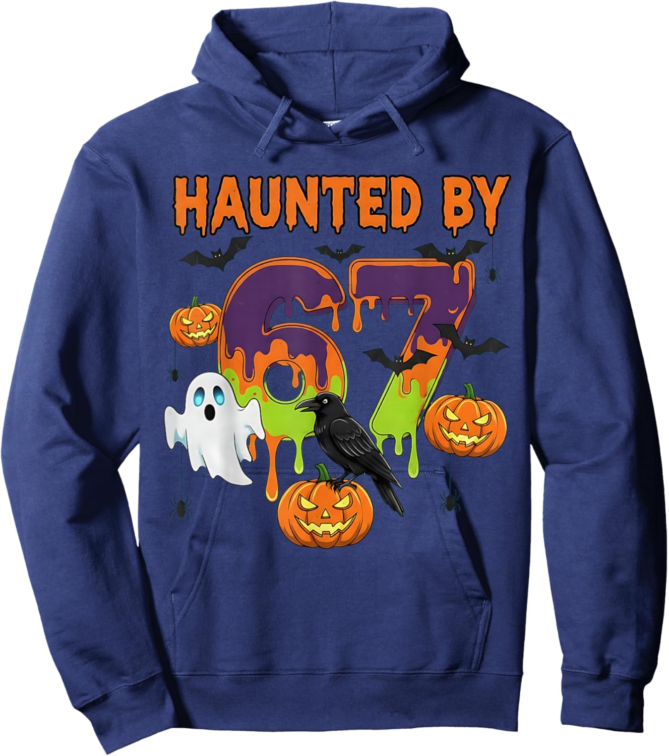 Haunted by 6 7 Six Seven Halloween Meme Hoodie - Hoodie | Navy