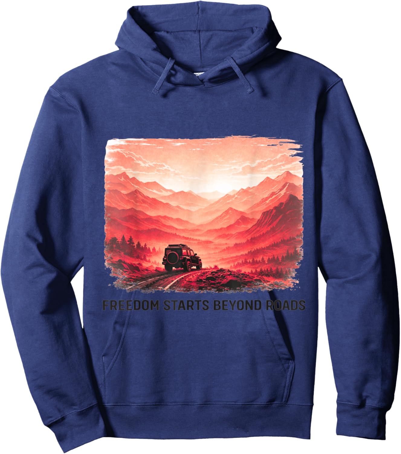 Mountain Overland Freedom Artwork Hoodie - Hoodie | Navy