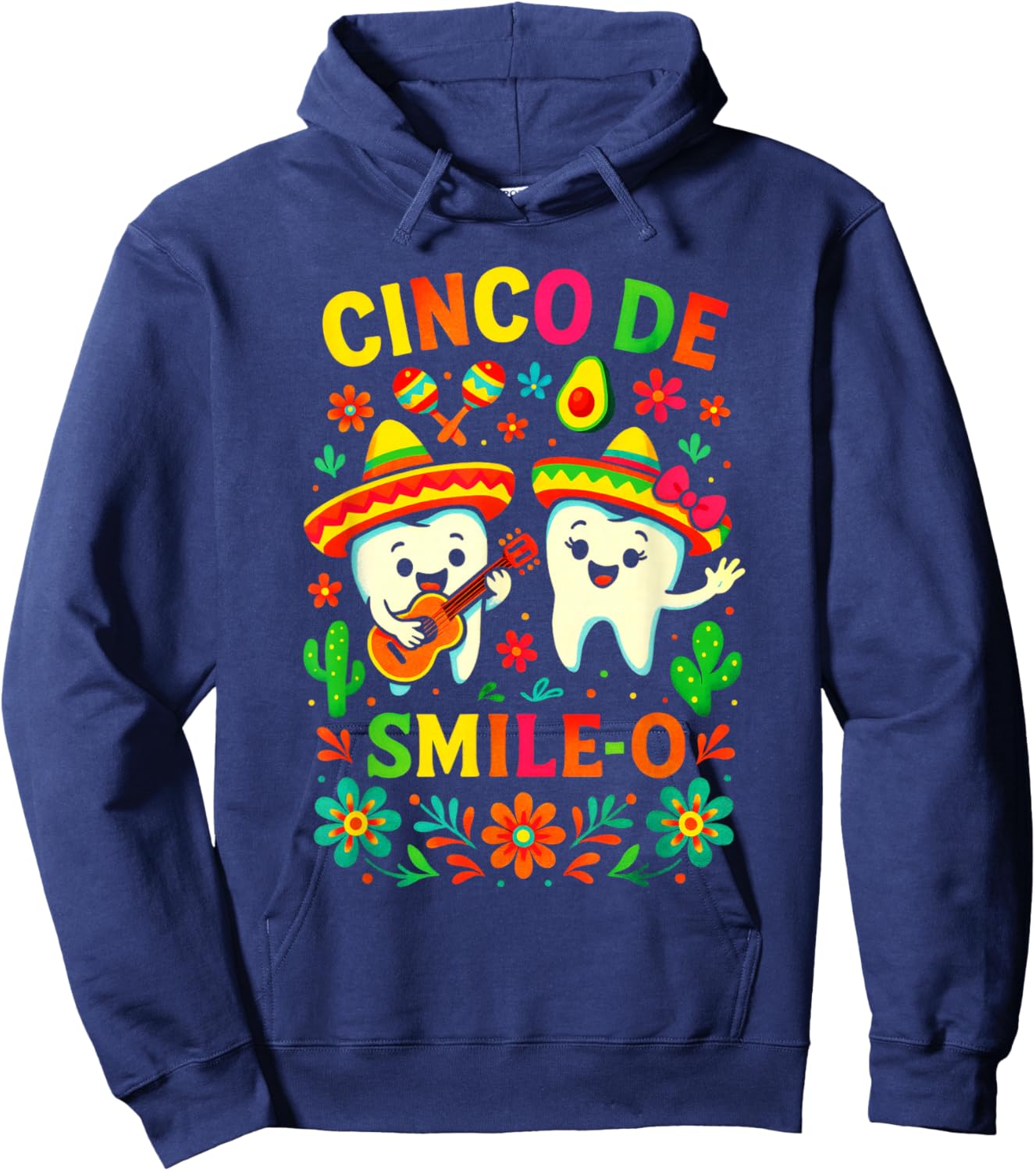 Cinco DE Smile-O - Fiesta Funny Mexican Teeth Hoodie - Hoodie | Navy