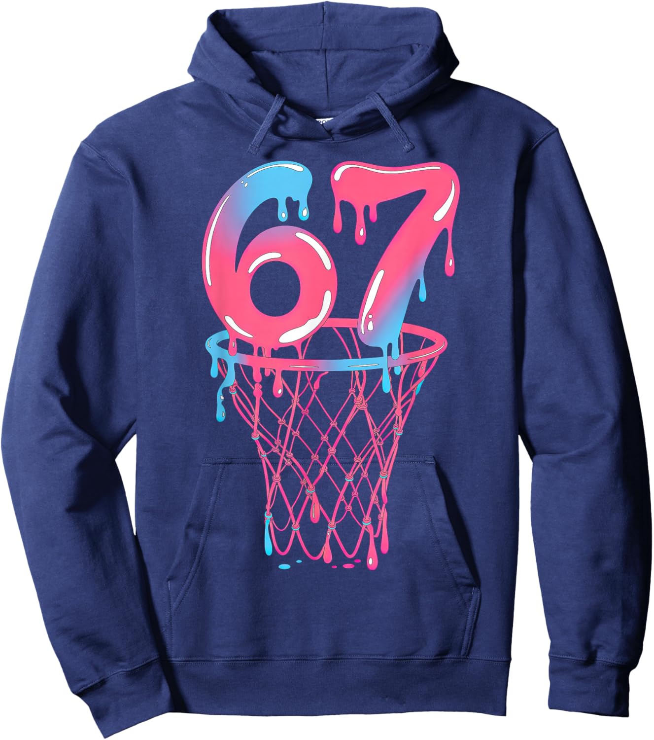 67 Basketball Drip Six Seven Hoodie - Hoodie | Navy