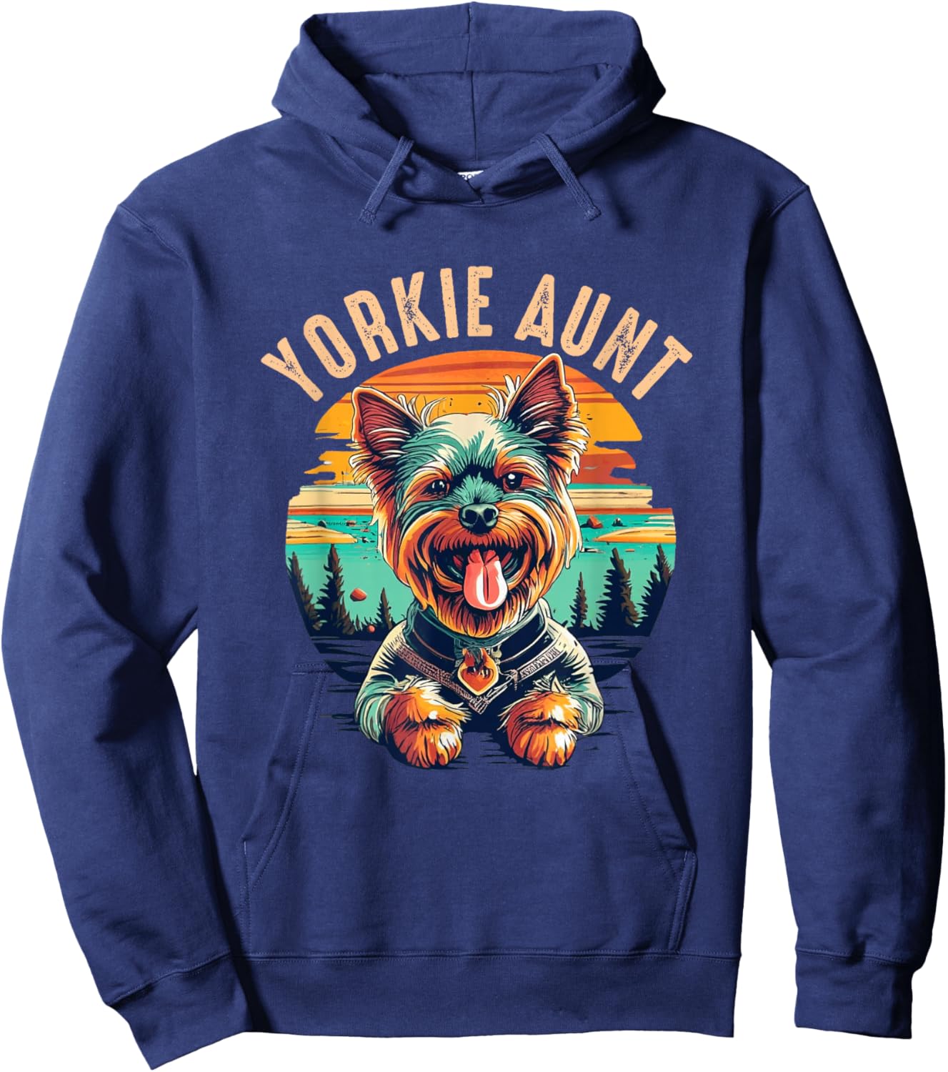 Yorkshire Terrier Dog Retro Vintage Yorkie Aunt Hoodie - Hoodie | Navy