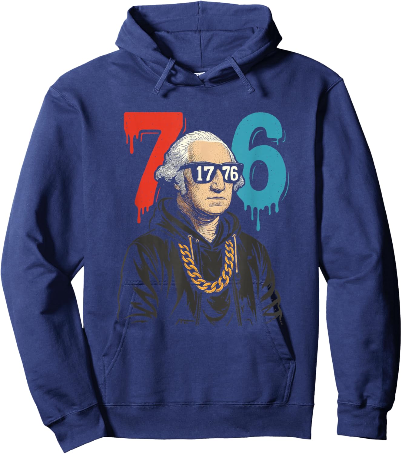 1776 Drip 67 George Washington Patriotic Funny Hoodie - Hoodie | Navy