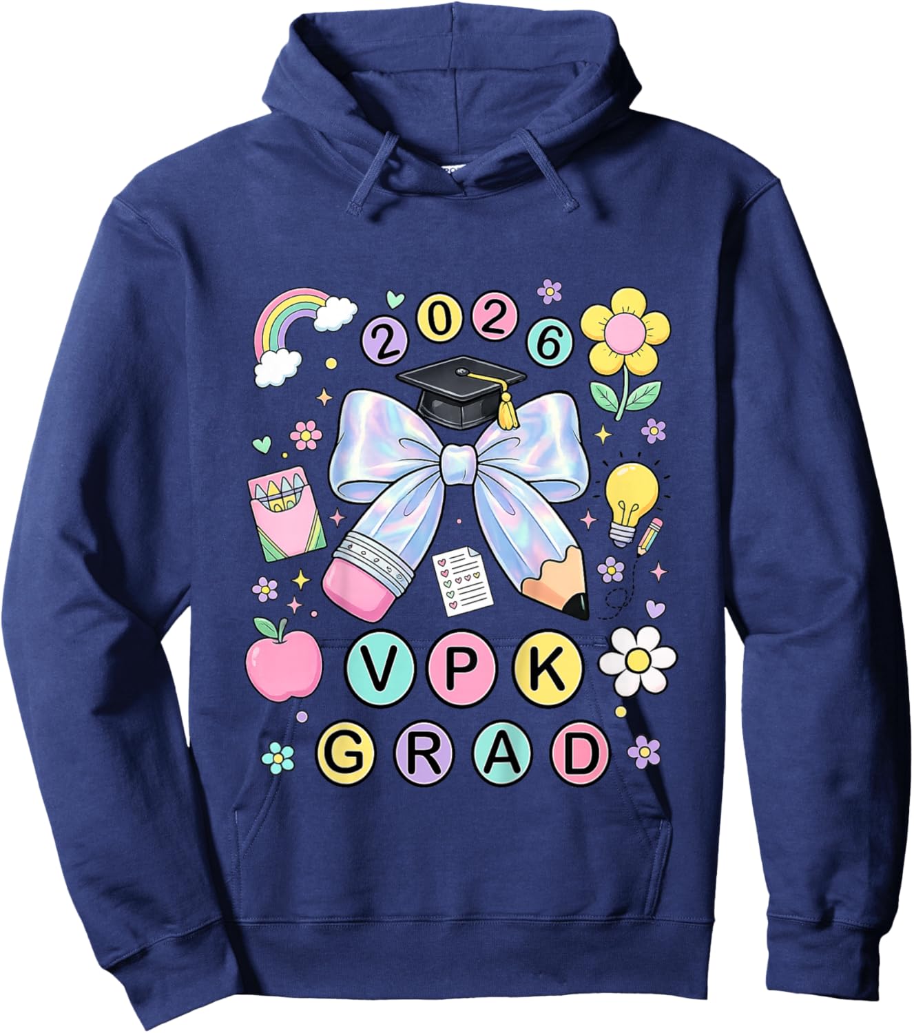 VPK Graduation 2026 Pencil Bow VPK Grad Hoodie - Hoodie | Navy