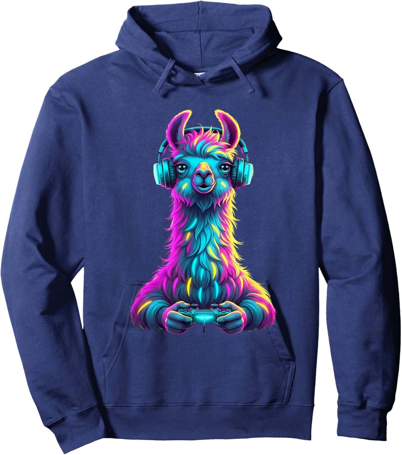 Llama Gaming Animal Video Games Funny Llama Hoodie - Hoodie | Navy