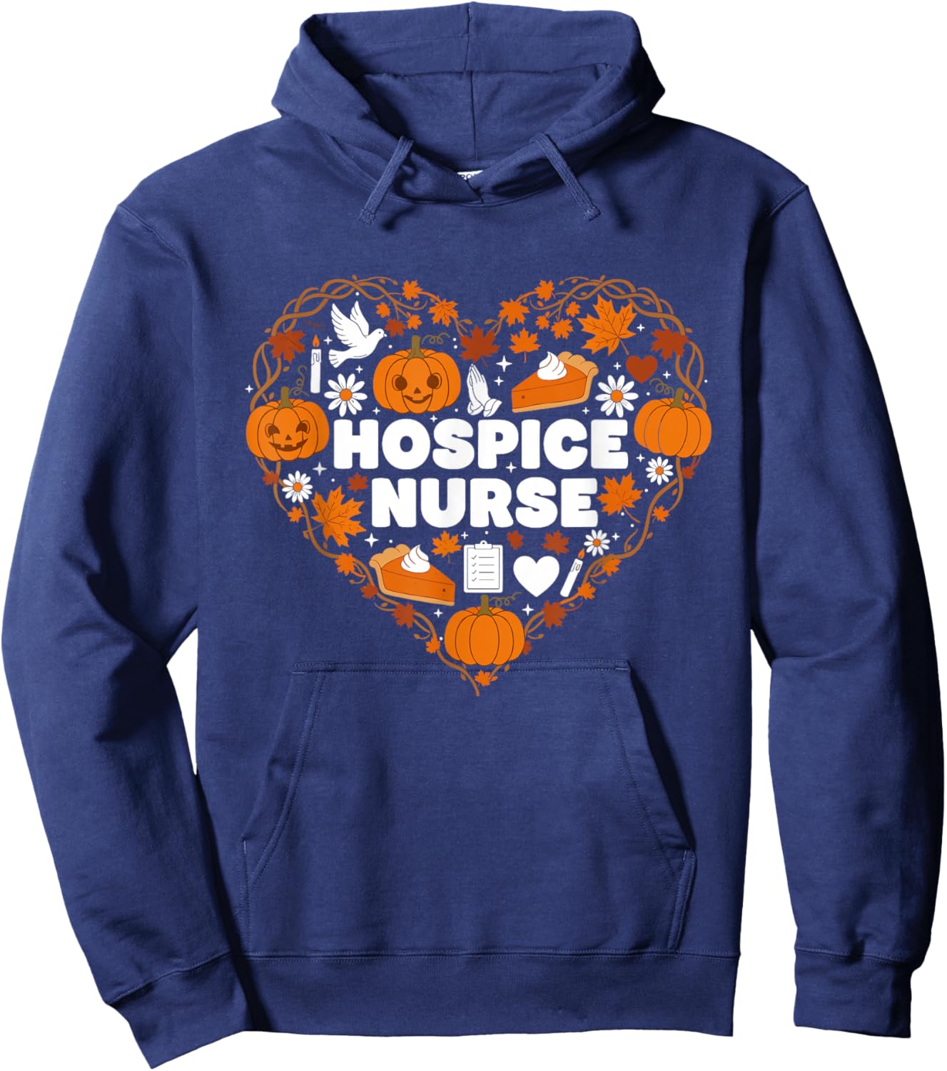 Hospice Nurse Heart Autumn Thanksgiving Kids Hoodie - Hoodie | Navy