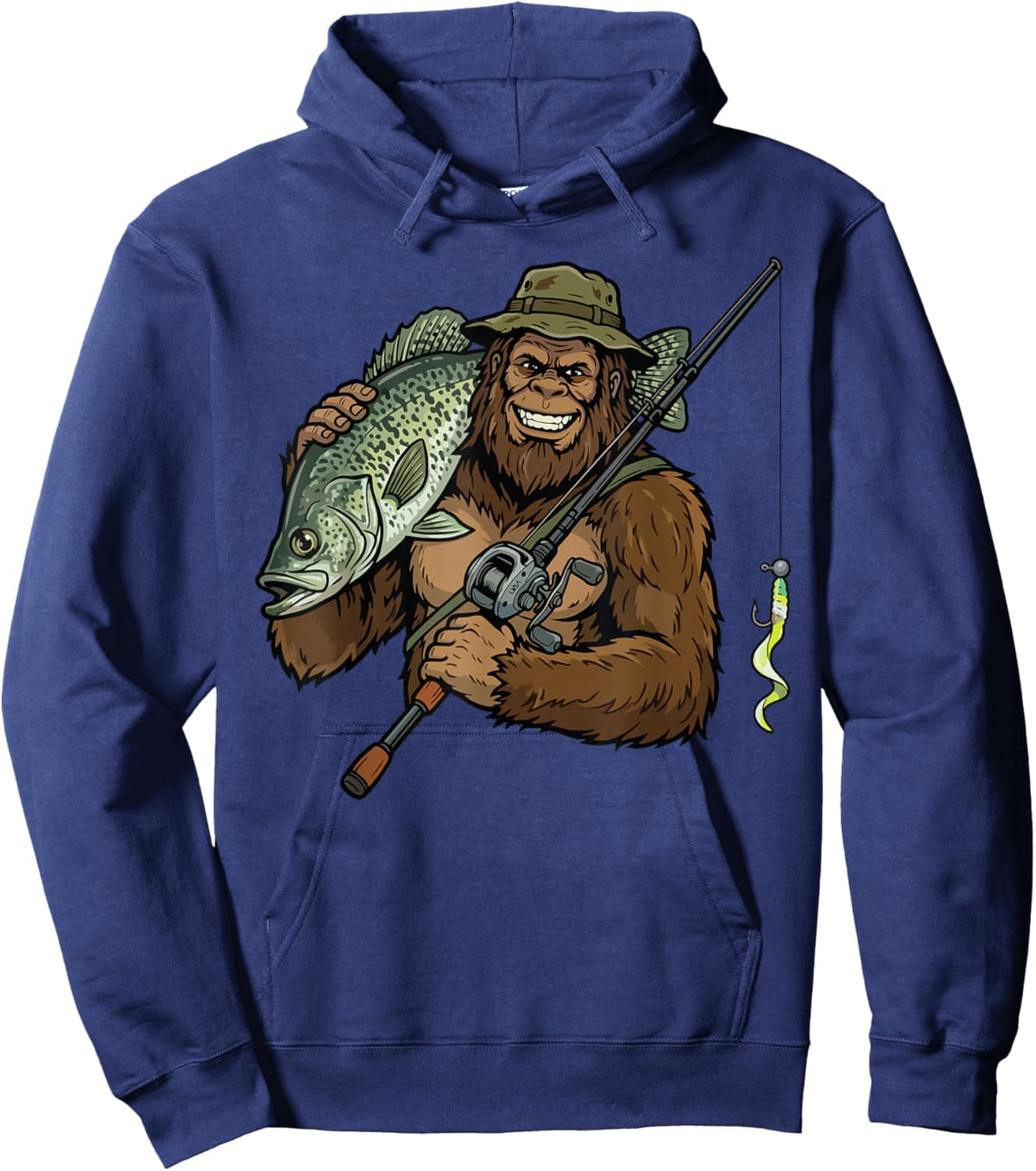 Crappie Fishing Funny Bigfoot Hoodie - Hoodie | Navy