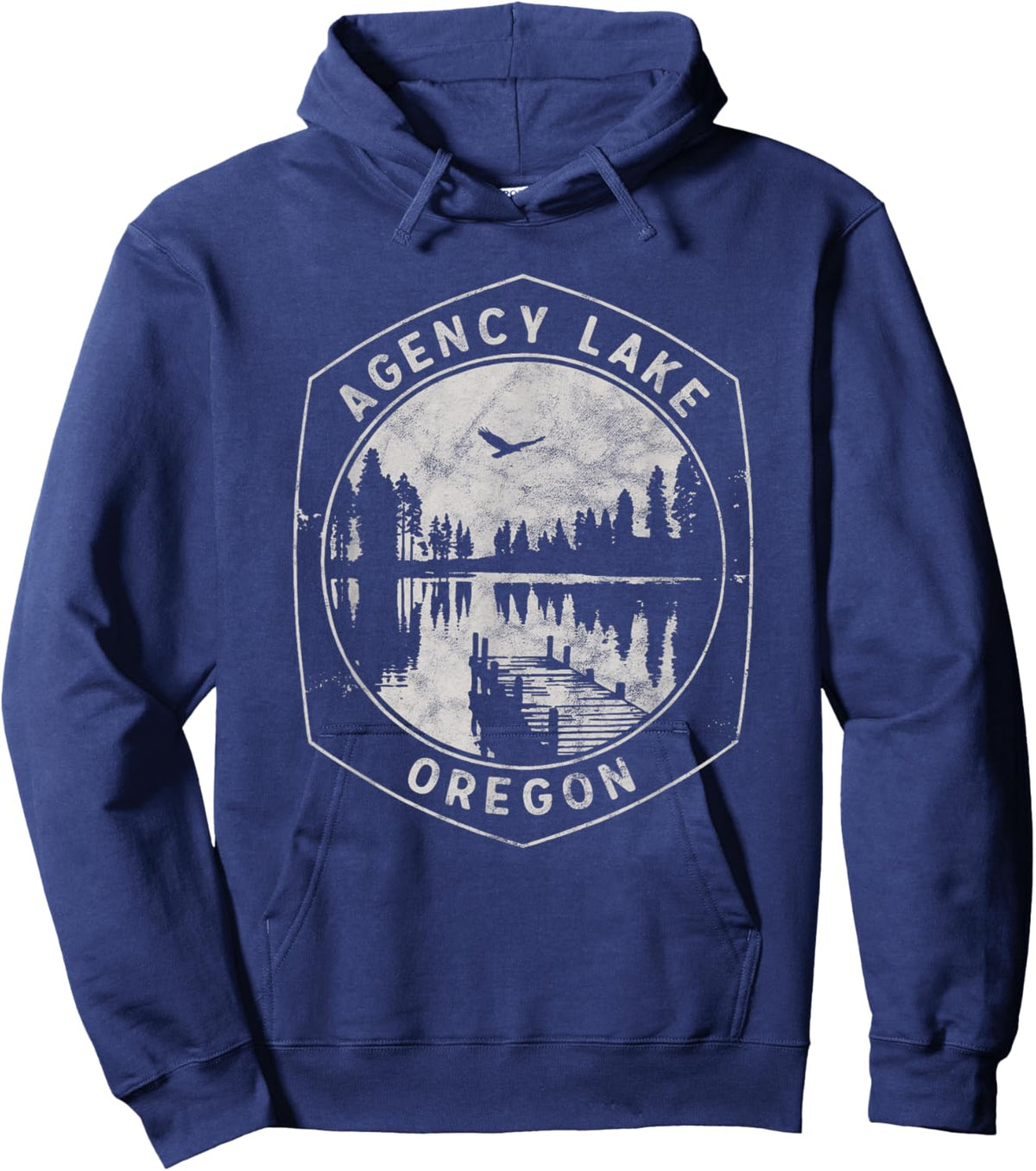 Vintage Agency Lake Oregon Outdoors Vacation Hoodie - Hoodie | Navy