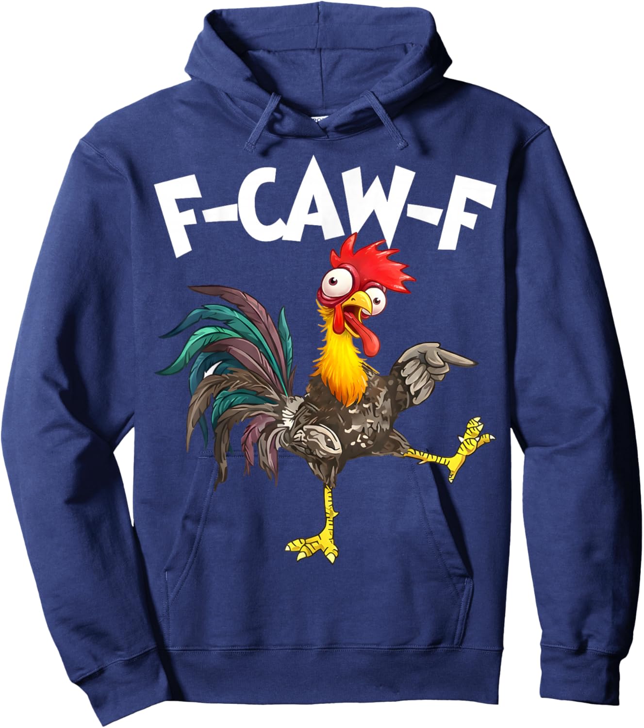 Funny F-Awk-F Chicken F-Caw-F Rooster Pun Retro Hoodie - Hoodie | Navy