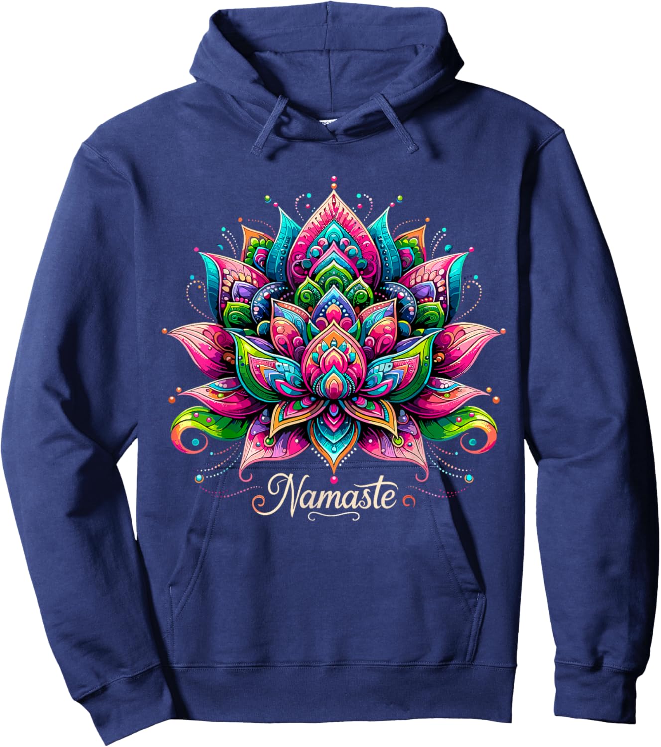 Namaste Lotus Flower Meditaton Zen Bohemian Hoodie - Hoodie | Navy