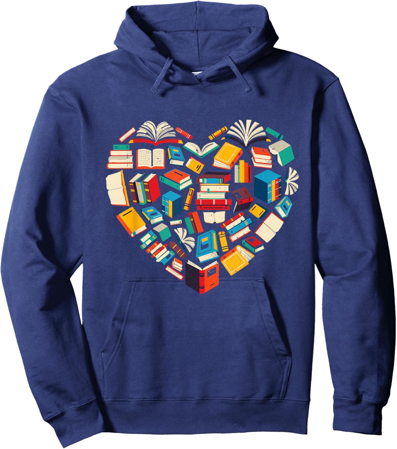 Book Lover Heart Reading Library Design Hoodie - Hoodie | Navy