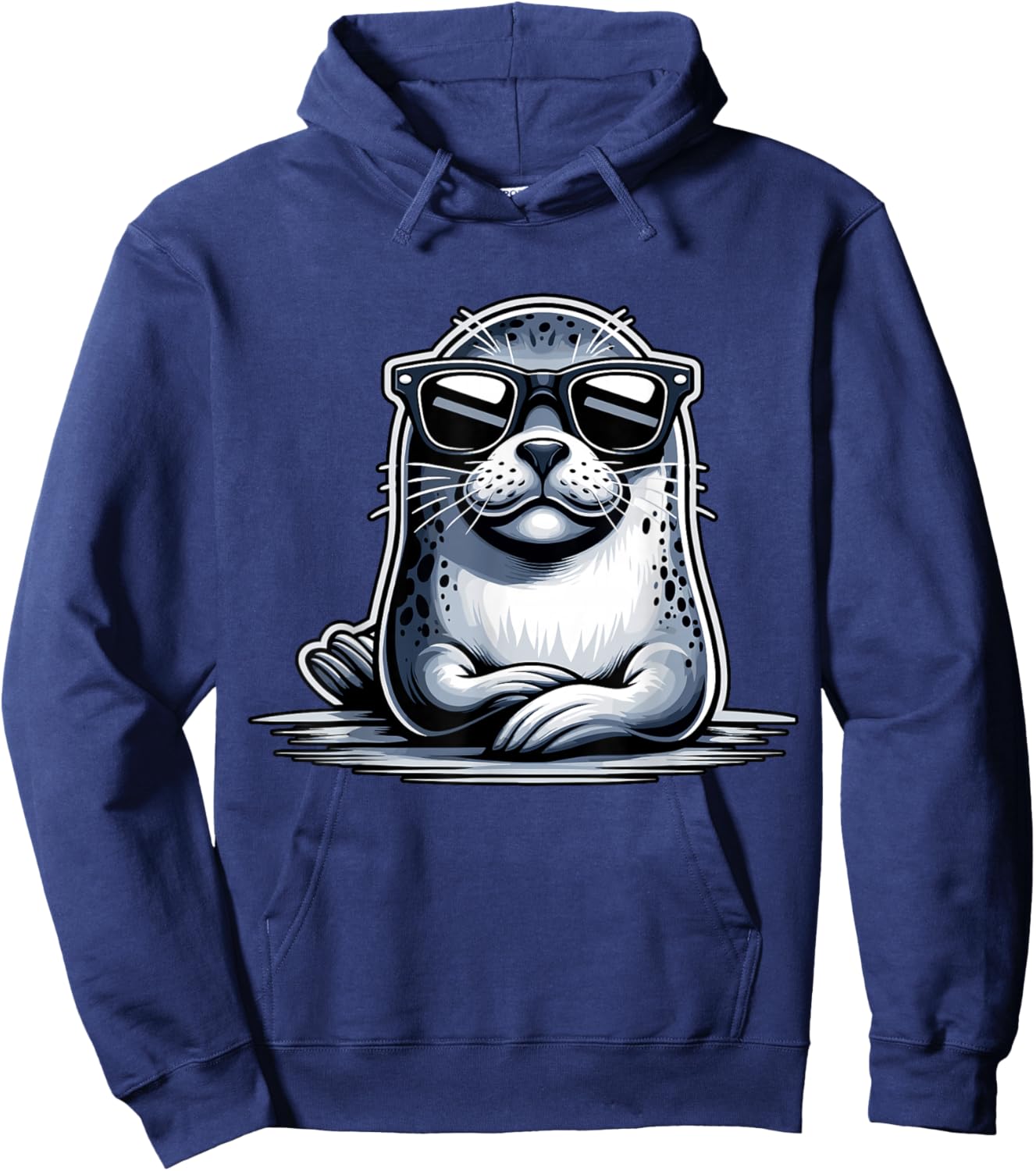 Seal with Sunglasses Sea Lion Hoodie - Hoodie | Navy