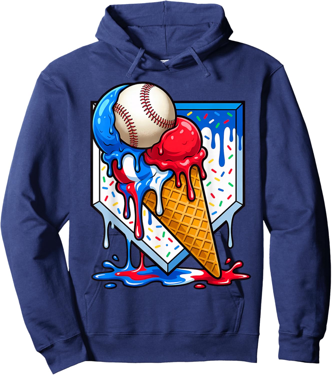 Funny Drip Baseball Sport Boys Kids Hoodie - Hoodie | Navy