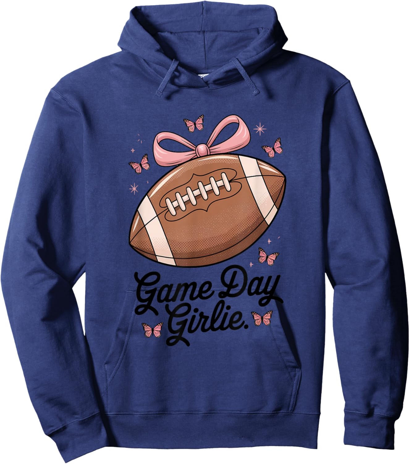 Game Day Girlie Football Season Hoodie - Hoodie | Navy