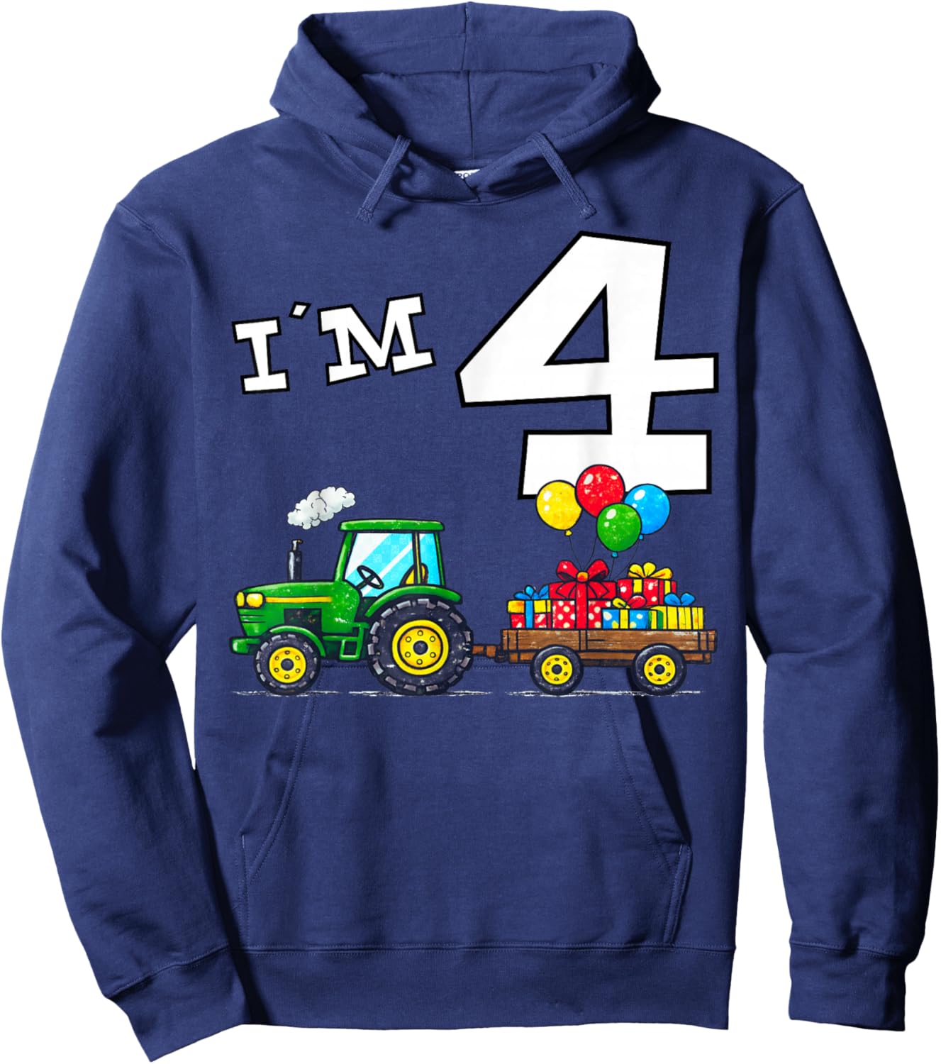 Farm Tractor 4th Birthday Farmer 4 Hoodie - Hoodie | Navy