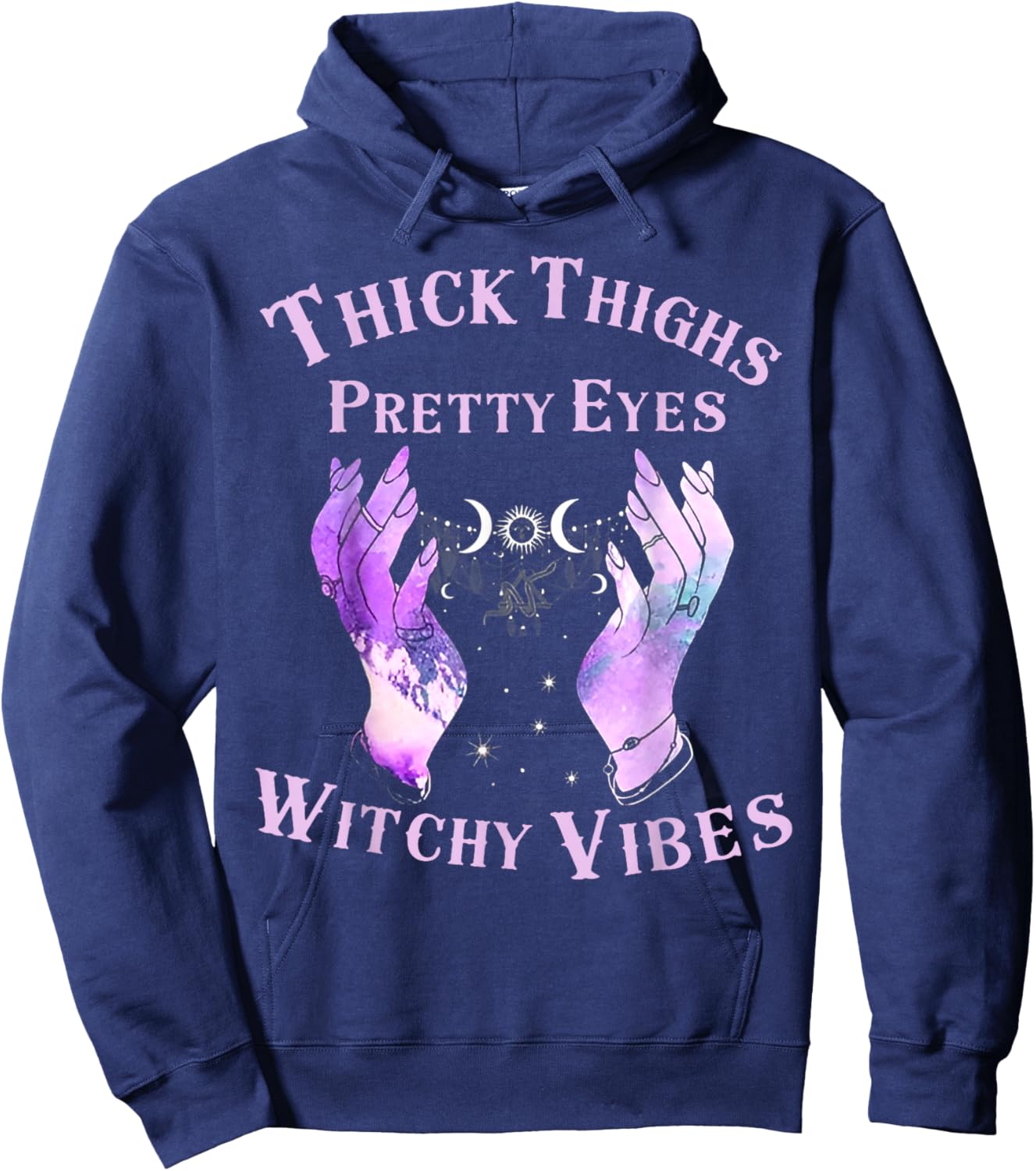 Thick Thighs Pretty Eyes Witchy Vibes Hoodie - Hoodie | Navy