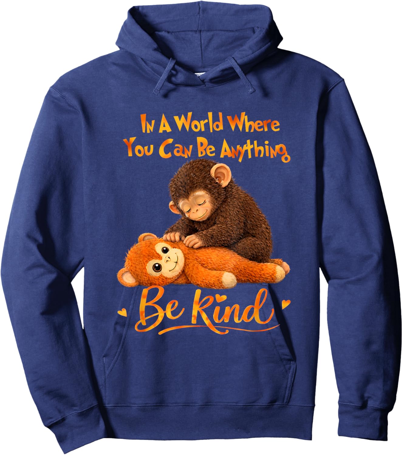 Be Kind Cute Baby Monkey Punch Team Hoodie - Hoodie | Navy