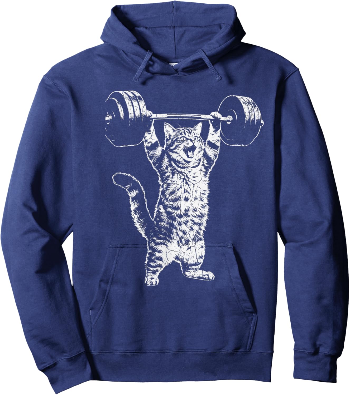 Weight Lifting Gym Cat Deadlift Funny Vintage Hoodie - Hoodie | Navy