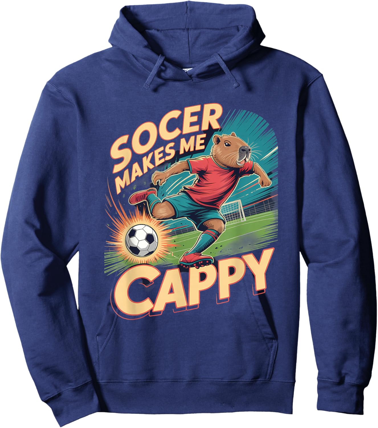 Soccerer Capybara Pun Football Funny Soccer Hoodie - Hoodie | Navy