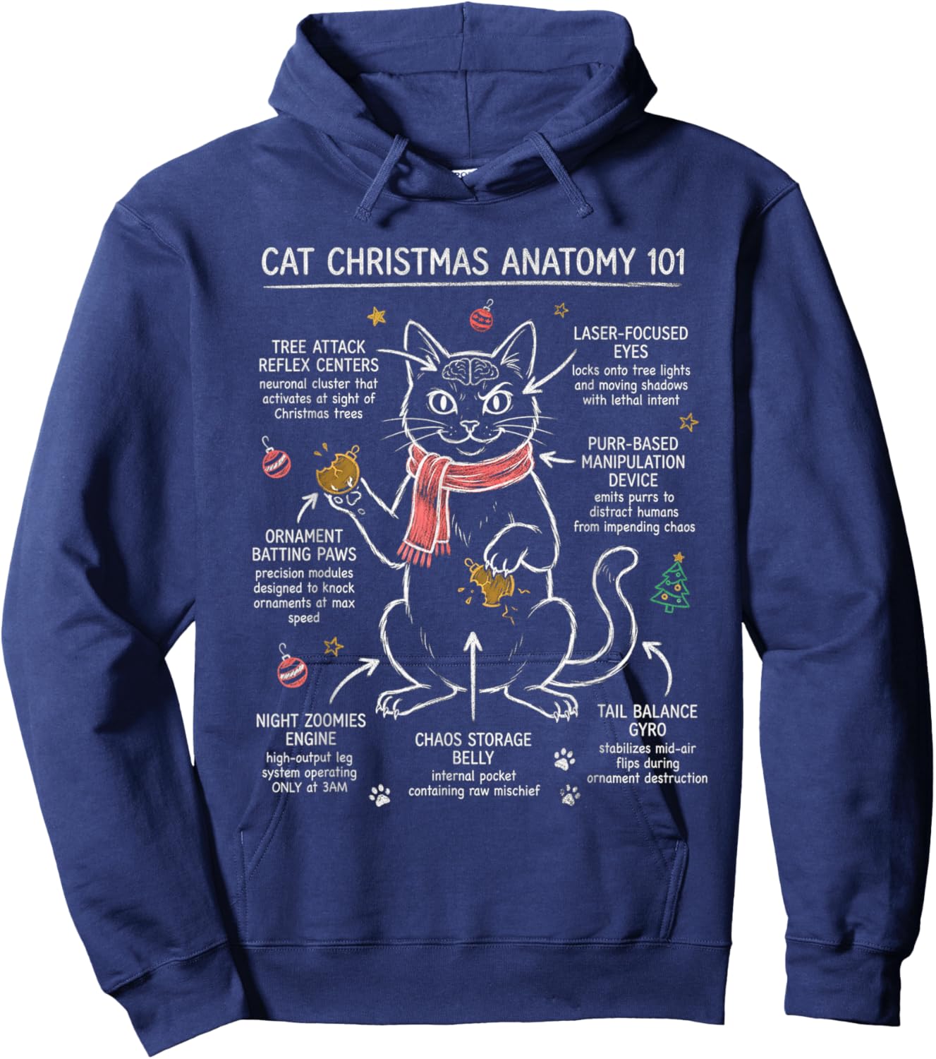 Funny Cat Christmas Hoodie - Hoodie | Navy