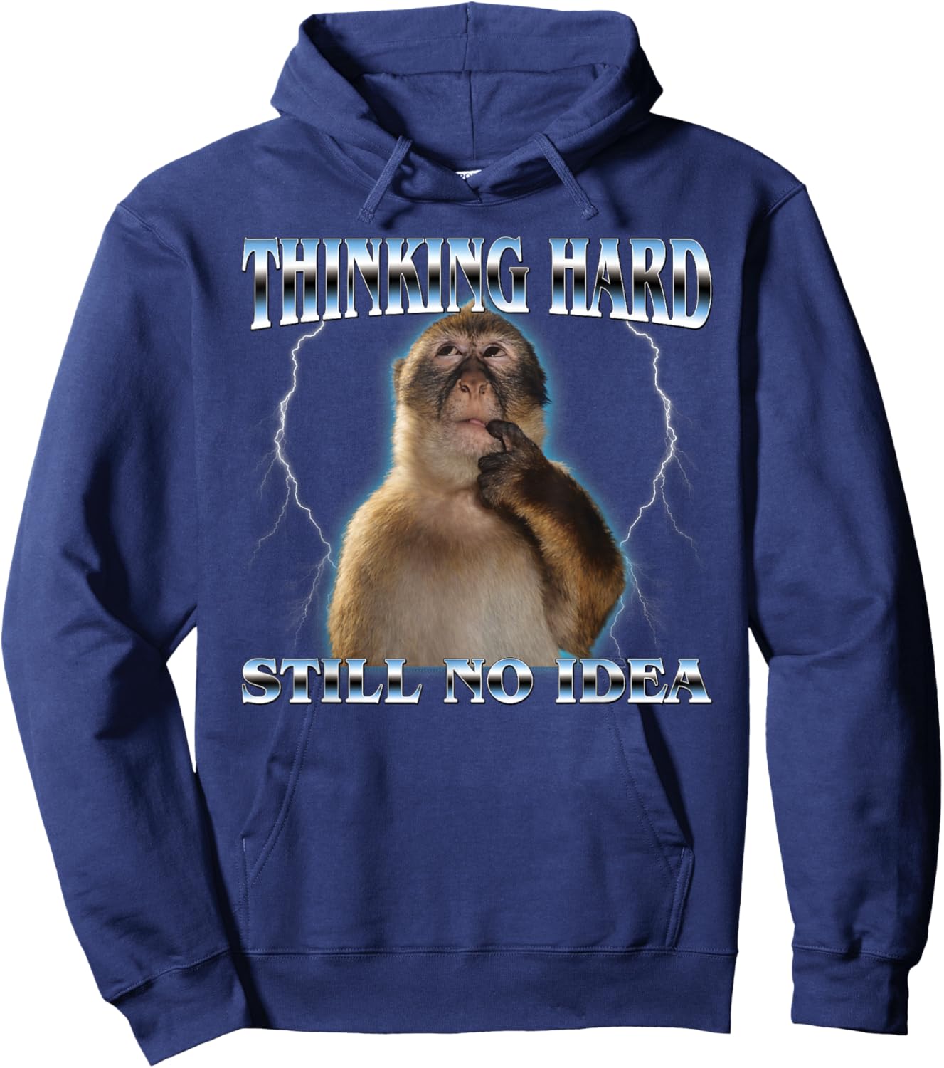 Thinking Monkey Funny Meme Cute Men Women Kids Hoodie - Hoodie | Navy