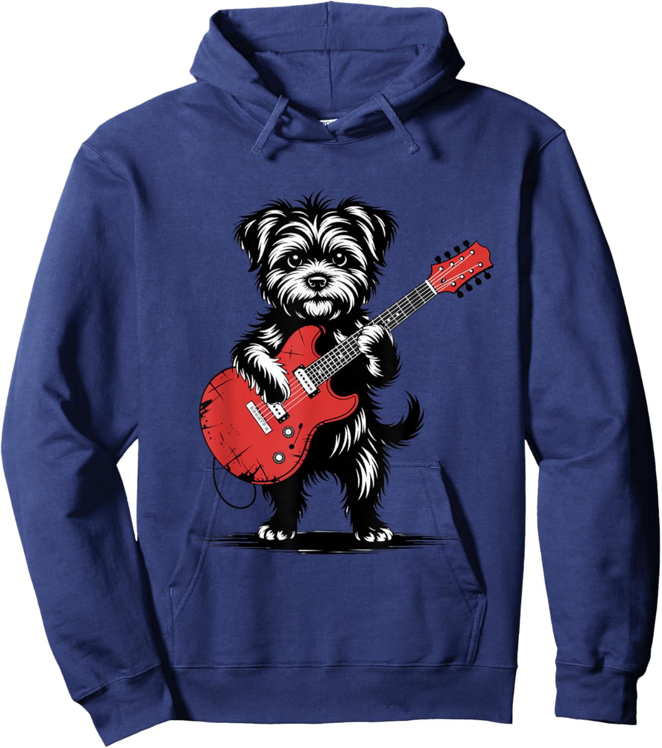 Electric Guitar Dog Cute Rock Puppy Music Hoodie - Hoodie | Navy