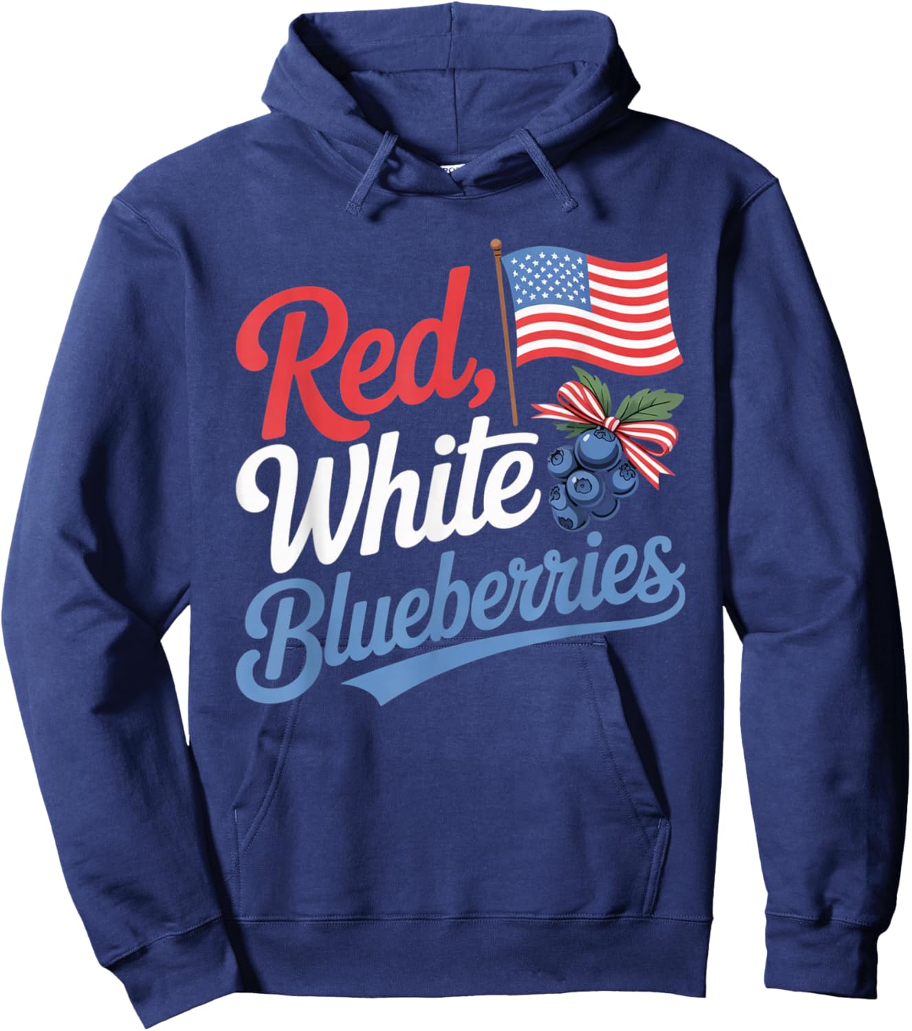 Funny Retro Red, White and Blueberries Patriot Hoodie - Hoodie | Navy