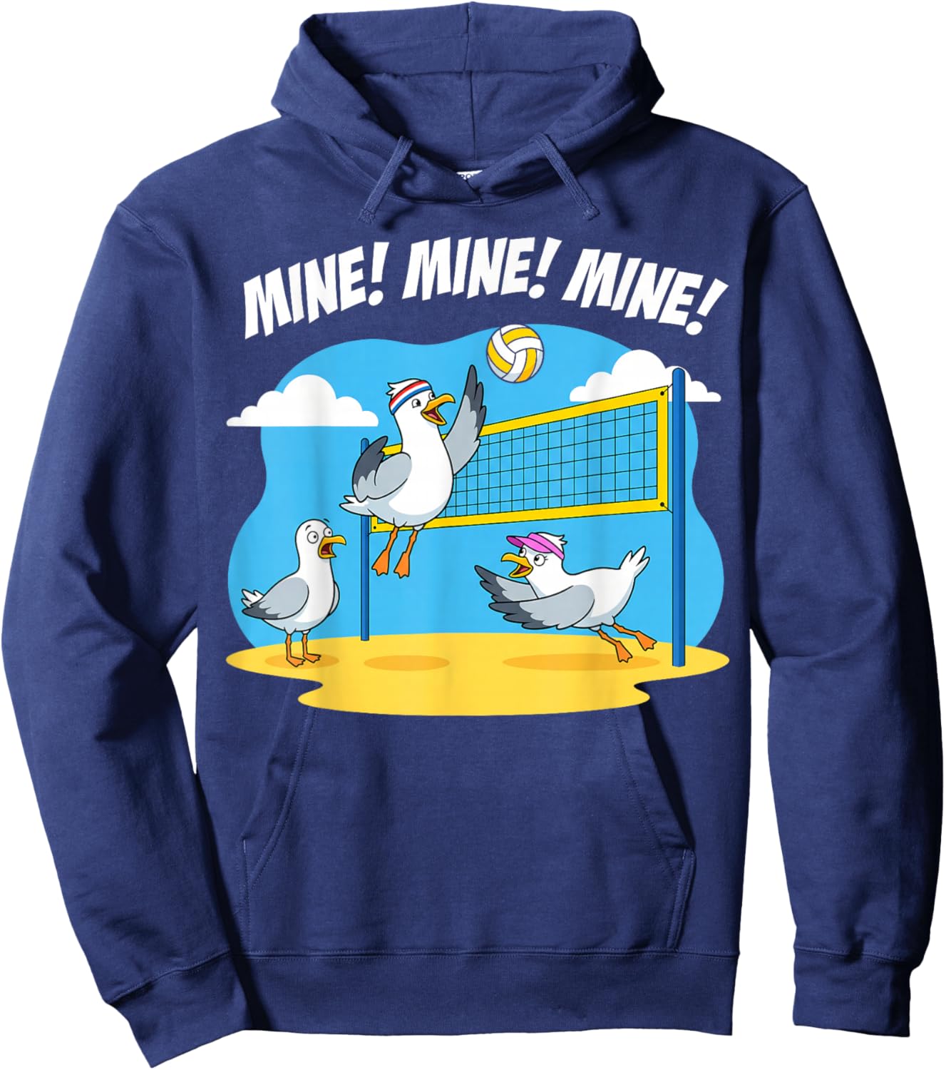 Volleyball Mine Mine Mine Seagull Funny Beach Hoodie - Hoodie | Navy