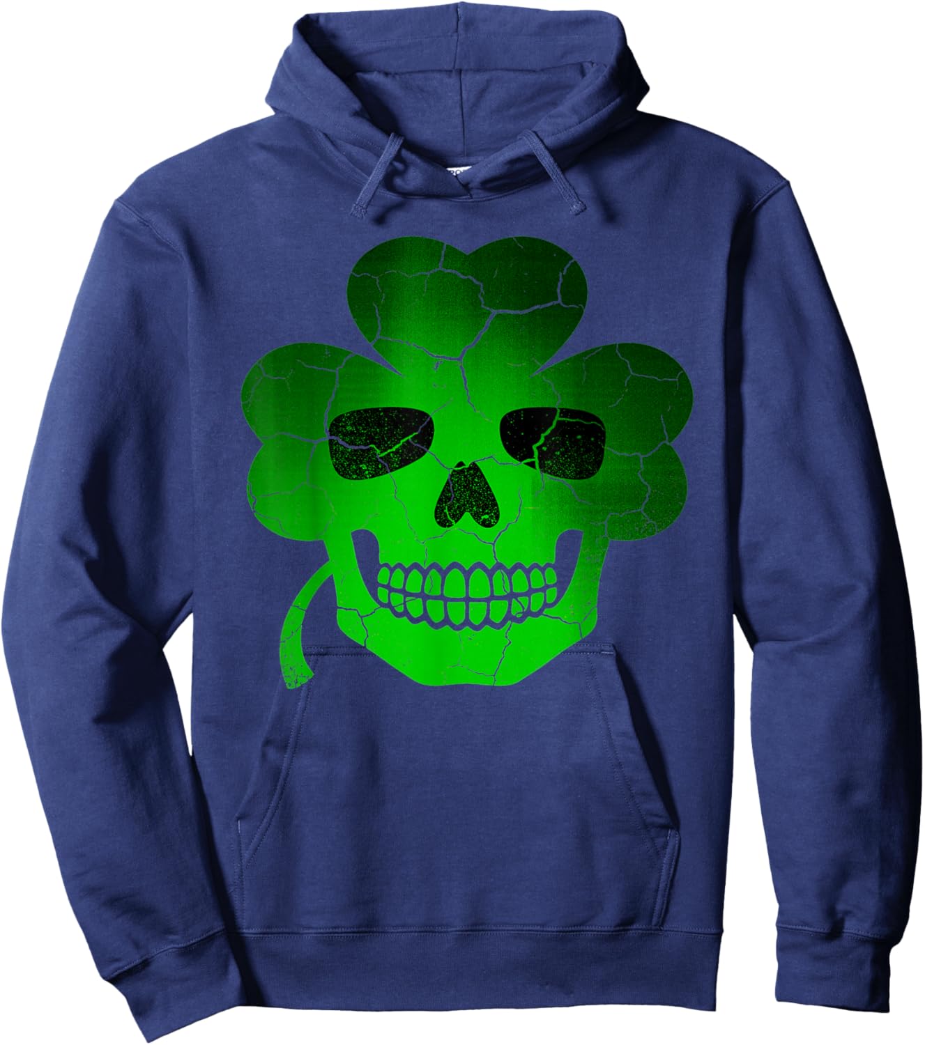 Funny Lucky Skull Clover St. Patrick’s Day .Men Hoodie - Hoodie | Navy