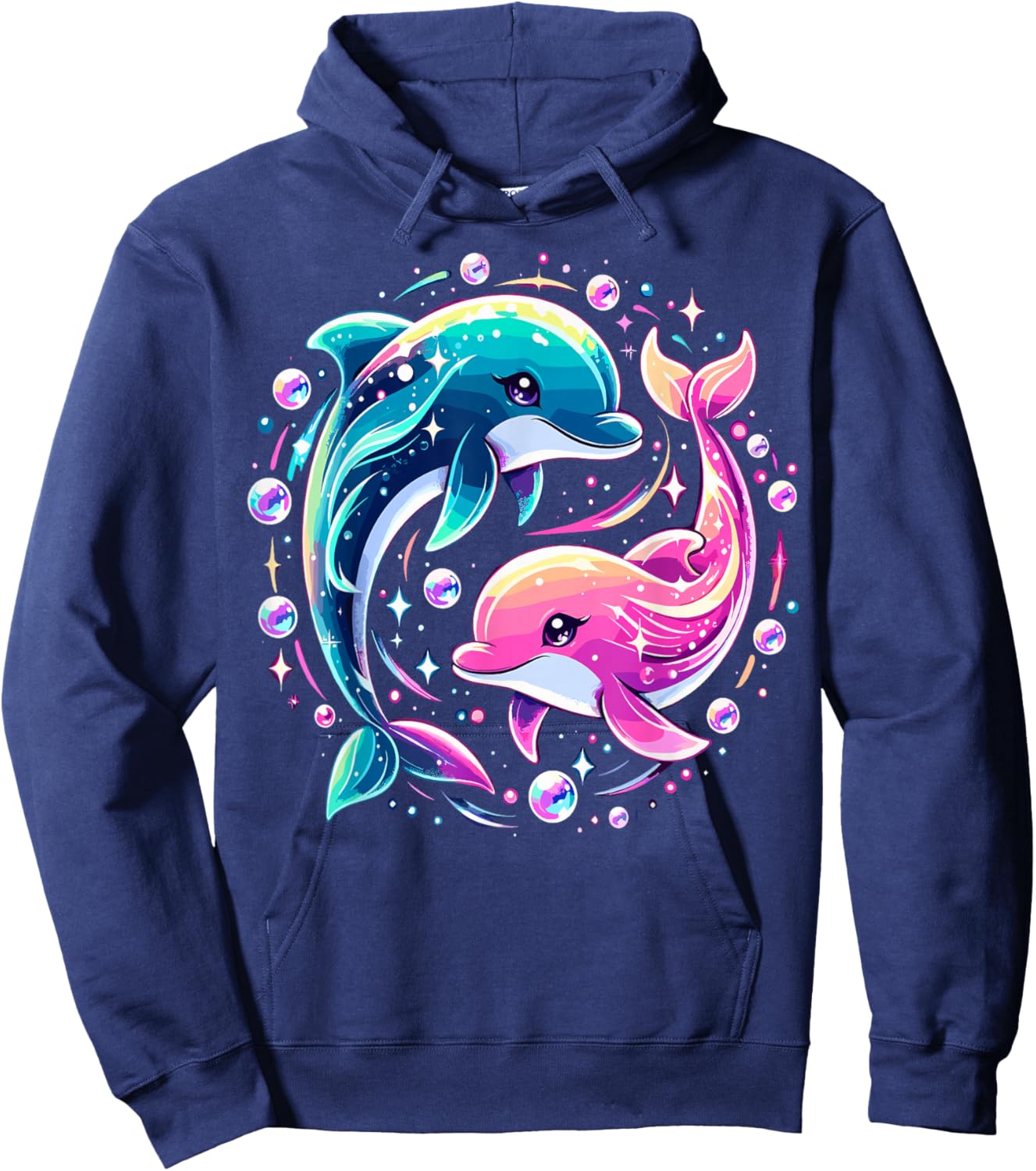 Dolphin Colorful Sea Ocean Animal Dolphin Hoodie - Hoodie | Navy