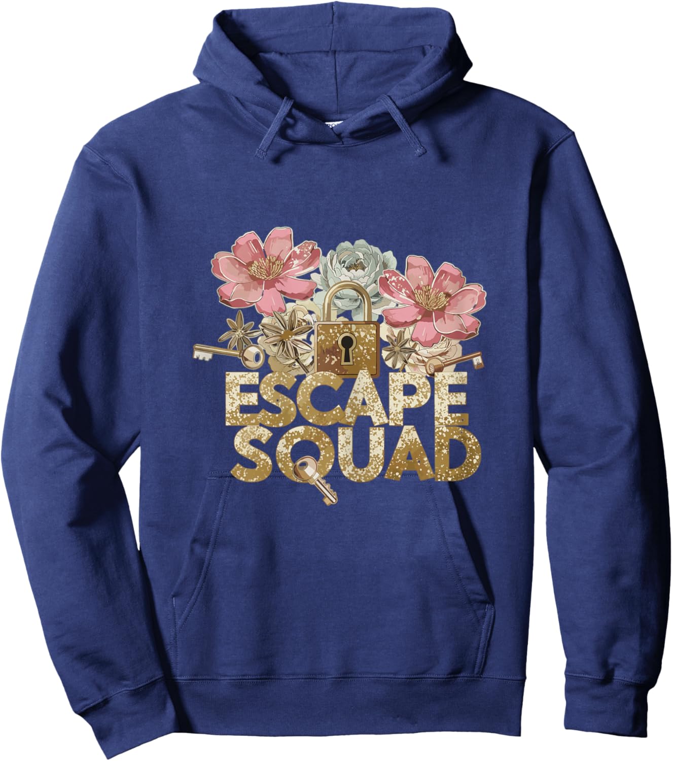Escape Squad Lock Floral Whimsical Escape Room Hoodie - Hoodie | Navy