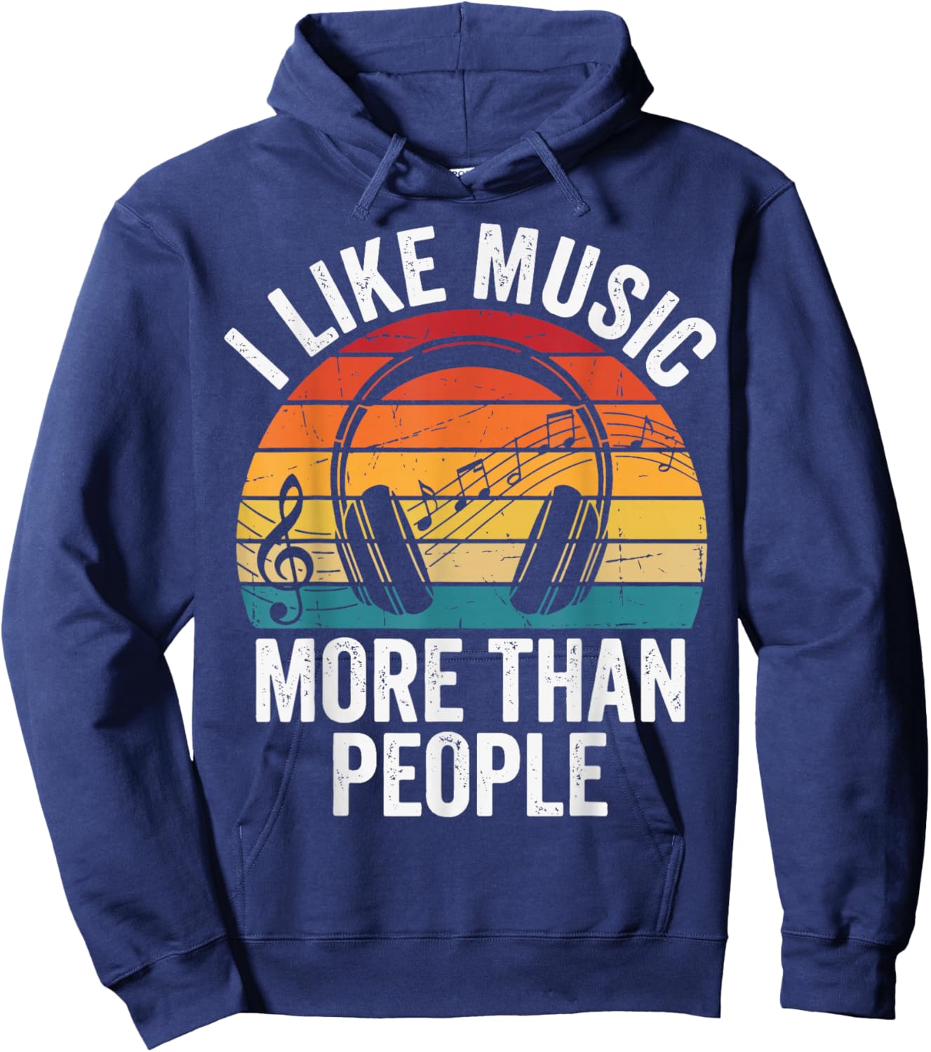 I Like Music More Than People Hoodie - Hoodie | Navy