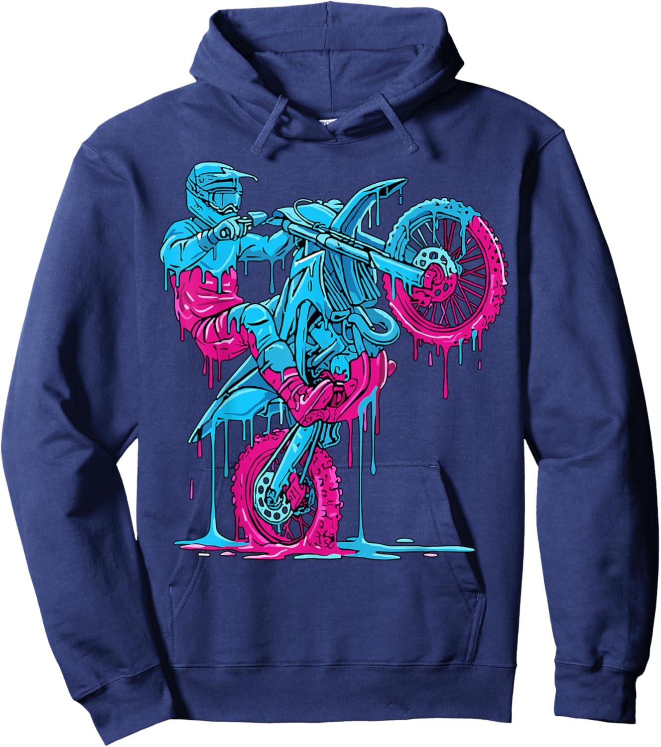 Dirt Bike Rider Drip Motocross Hoodie - Hoodie | Navy