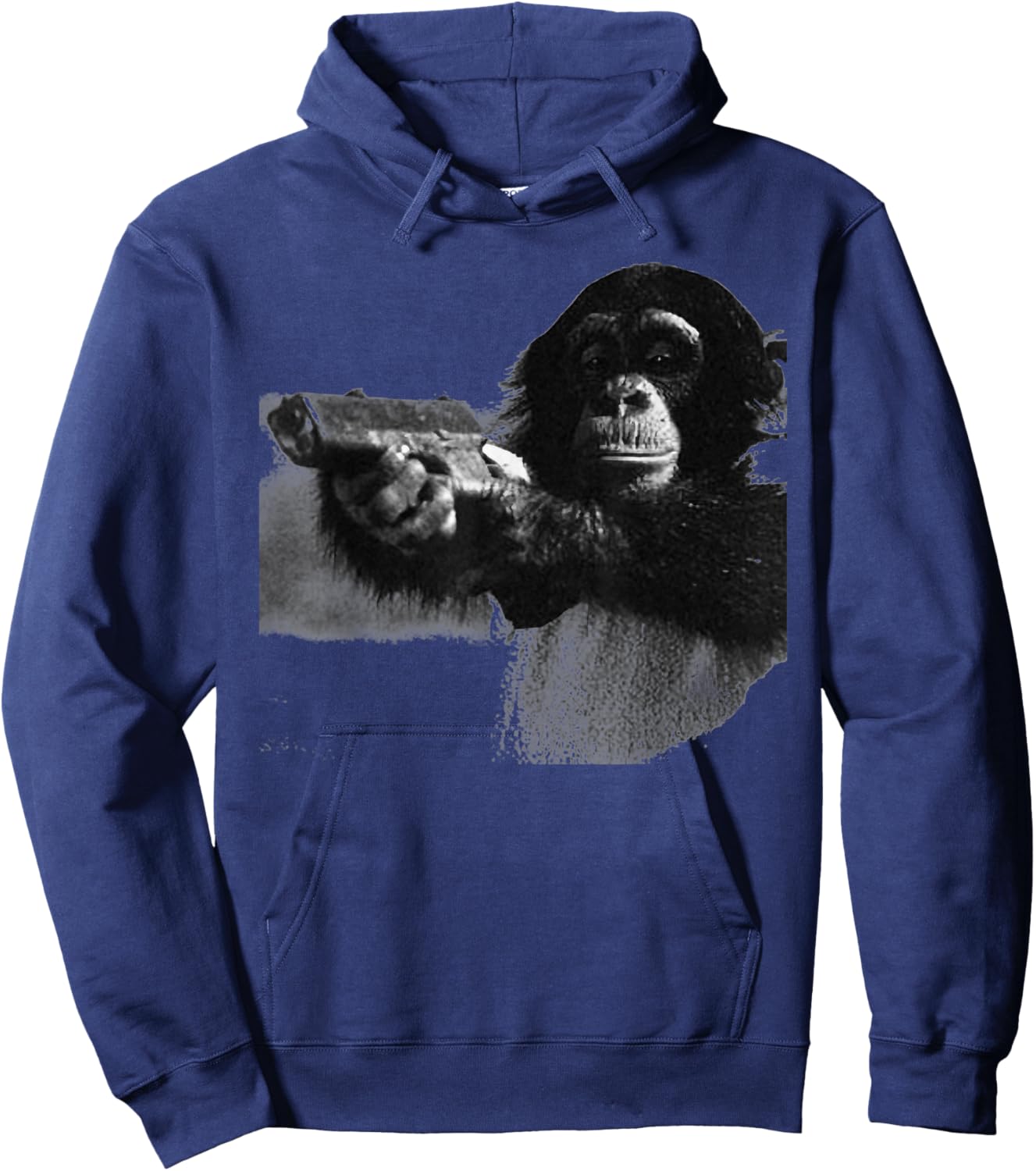 Vintage Chimpanzees with Gun Funny Monkey Meme Hoodie - Hoodie | Navy