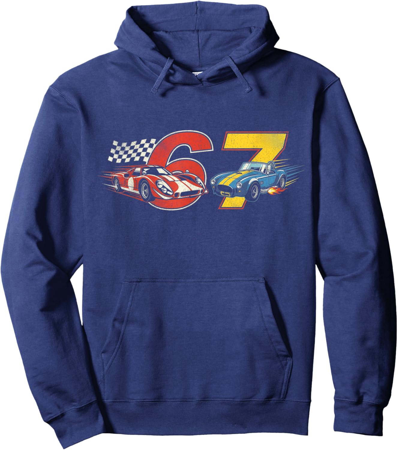 6 7 Six Seven Retro Car Racing Lovers Hoodie - Hoodie | Navy