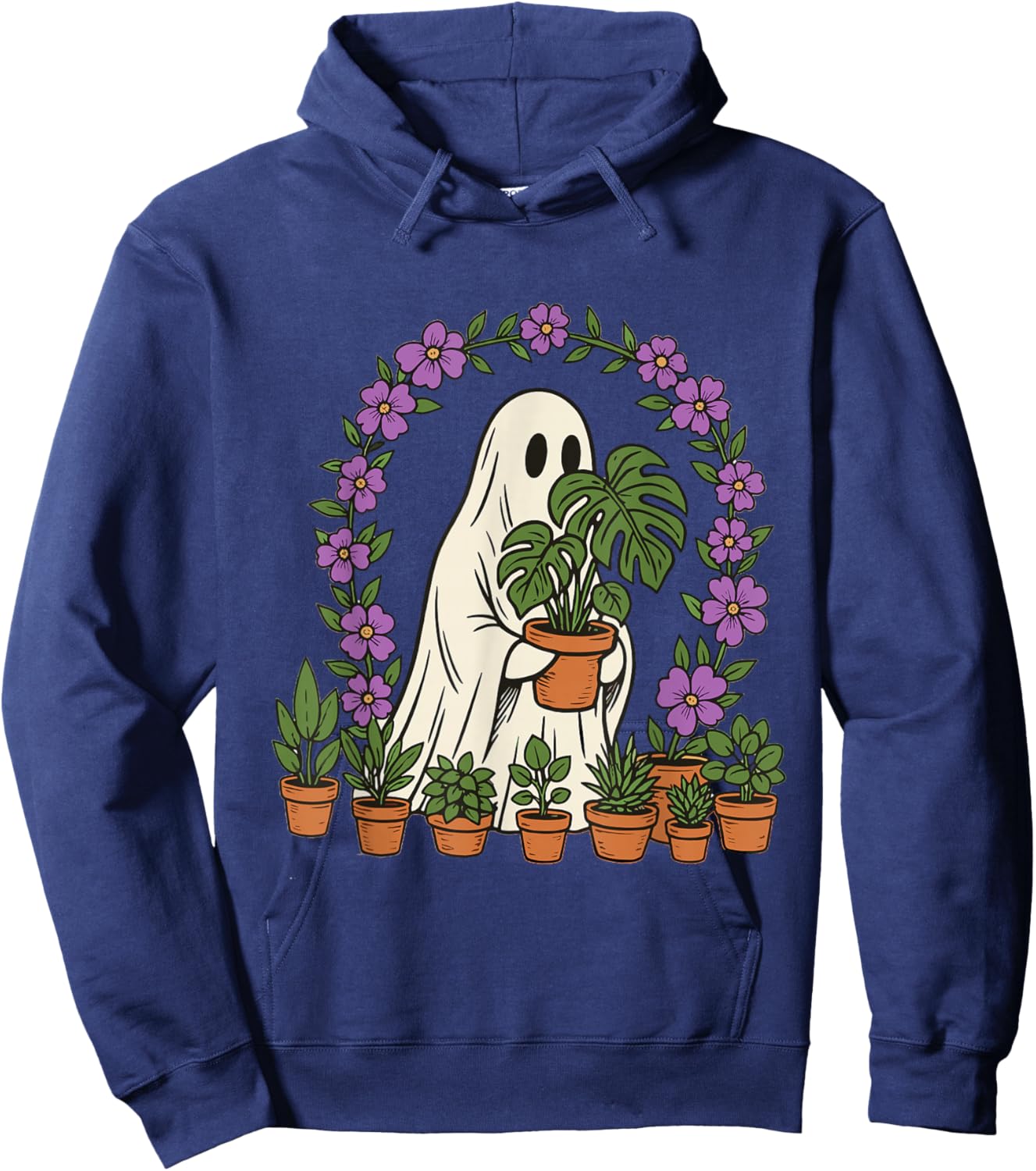 Funny Cute Ghost Monstera Spooky Plant Lover Hoodie - Hoodie | Navy