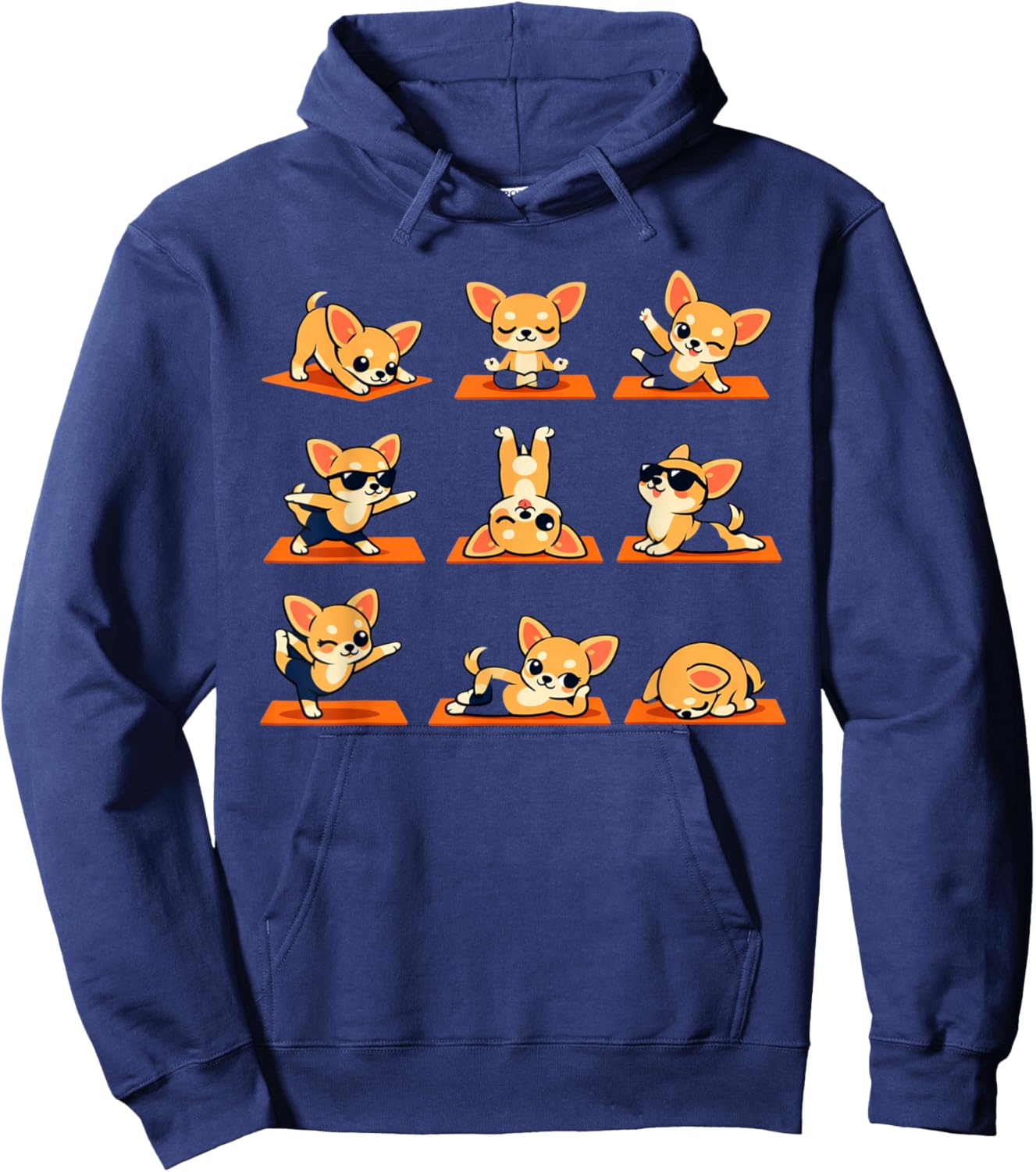Funny Corgi Yoga Poses Dog Lover Meditation Hoodie - Hoodie | Navy