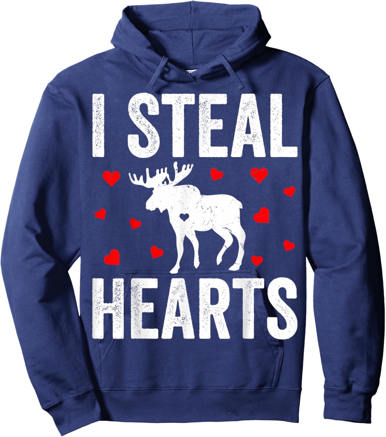 I Steal Hearts Moose Valentine's Day Couple Hoodie - Hoodie | Navy