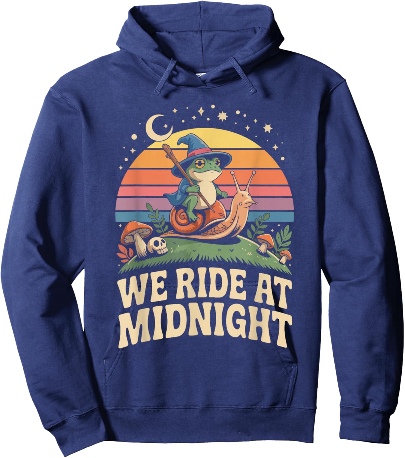We Ride at Midnight Funny Frog Witch Snail Hoodie - Hoodie | Navy