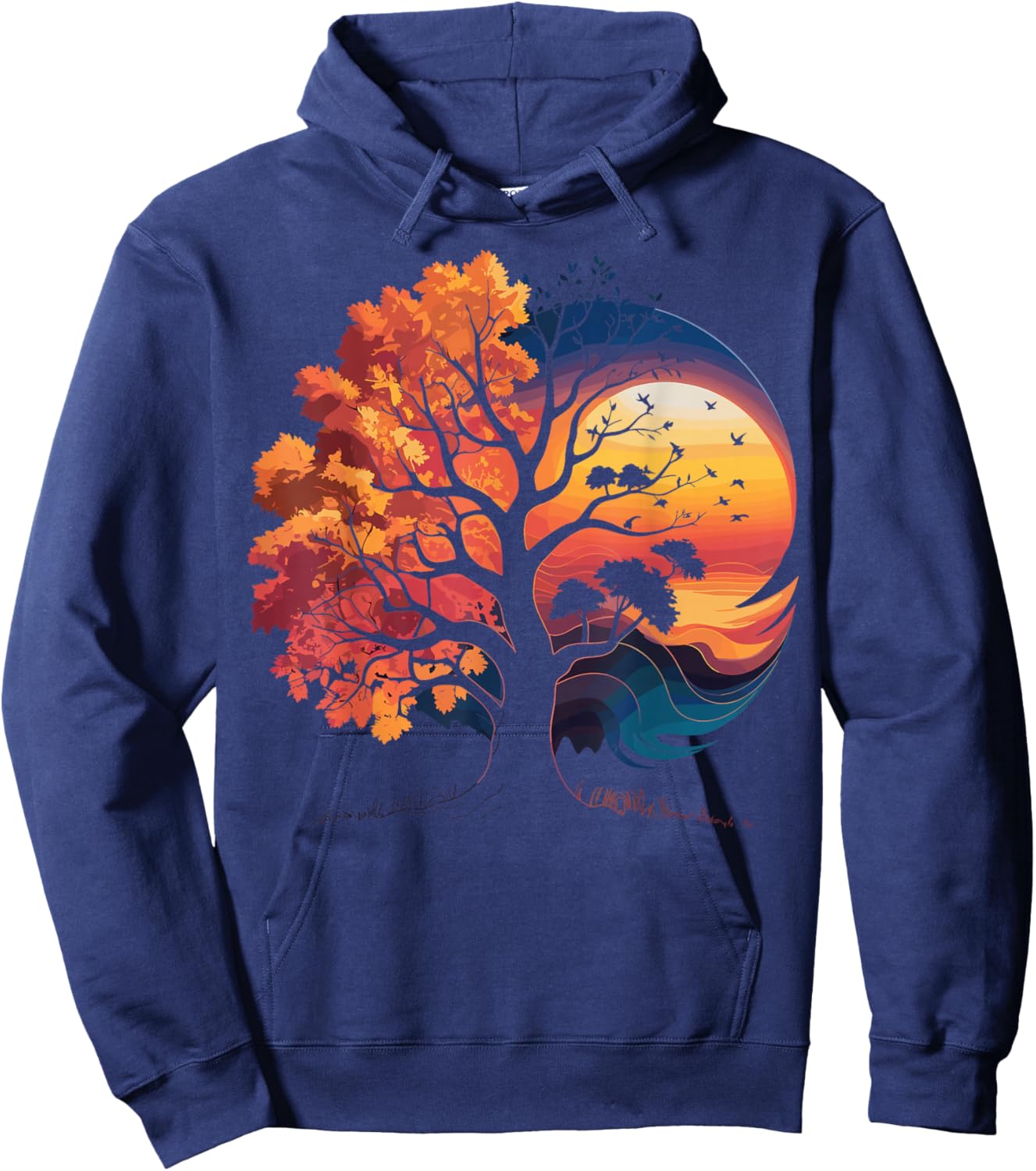 Moon Tree Outdoor Wildlife Nature Forest Hoodie - Hoodie | Navy