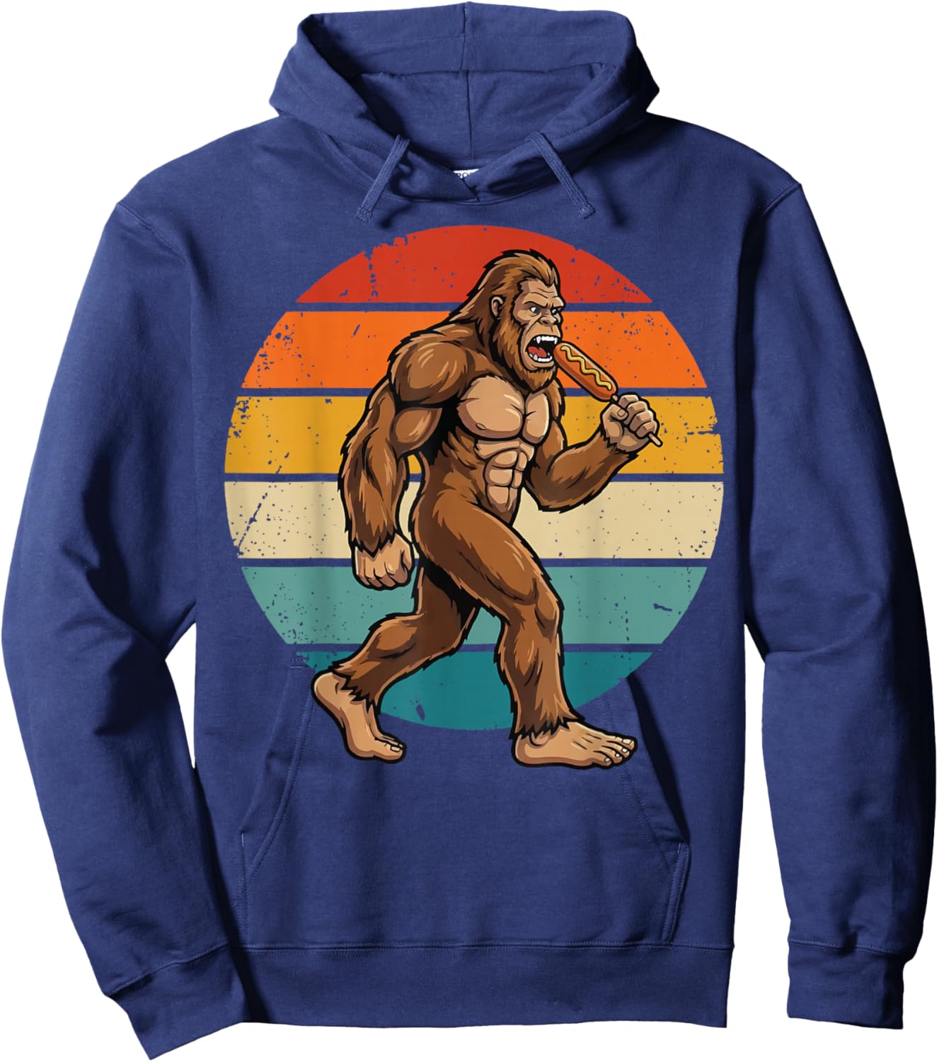 Bigfoot Eating Corndog Hoodie - Hoodie | Navy
