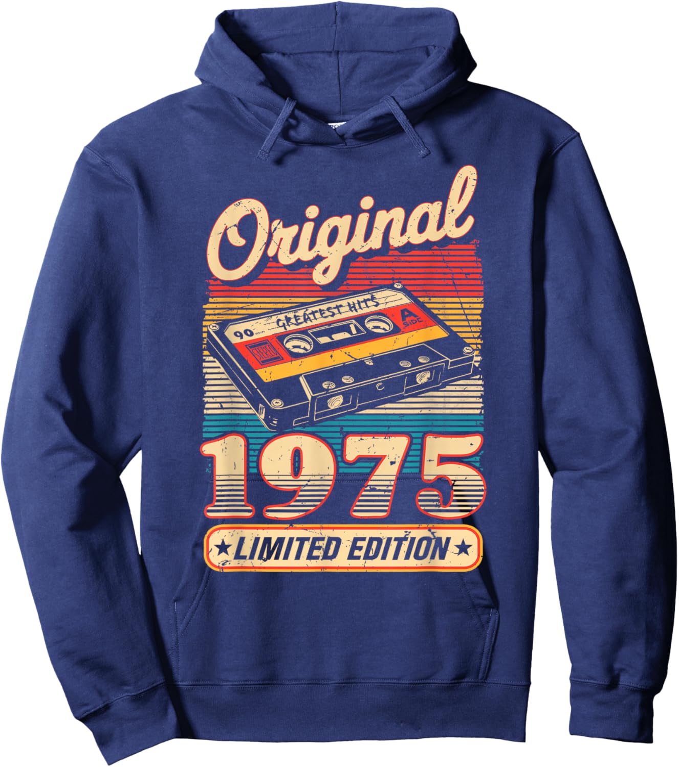 50th Birthday Retro Vintage 1975 Men Women Hoodie - Hoodie | Navy